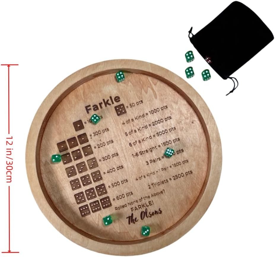 Farkle Dice Tray, Farkle Classic Dice Game with Tray and 2 Sets of 6 Pearl Di…