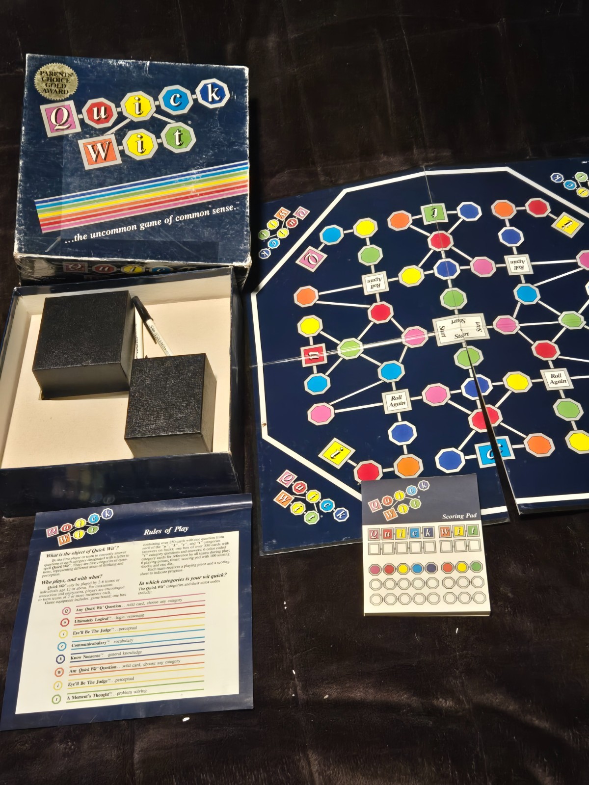 1987 Quick Wit Board Game Ages 10+ Great Team/Family Fun COMPLETE