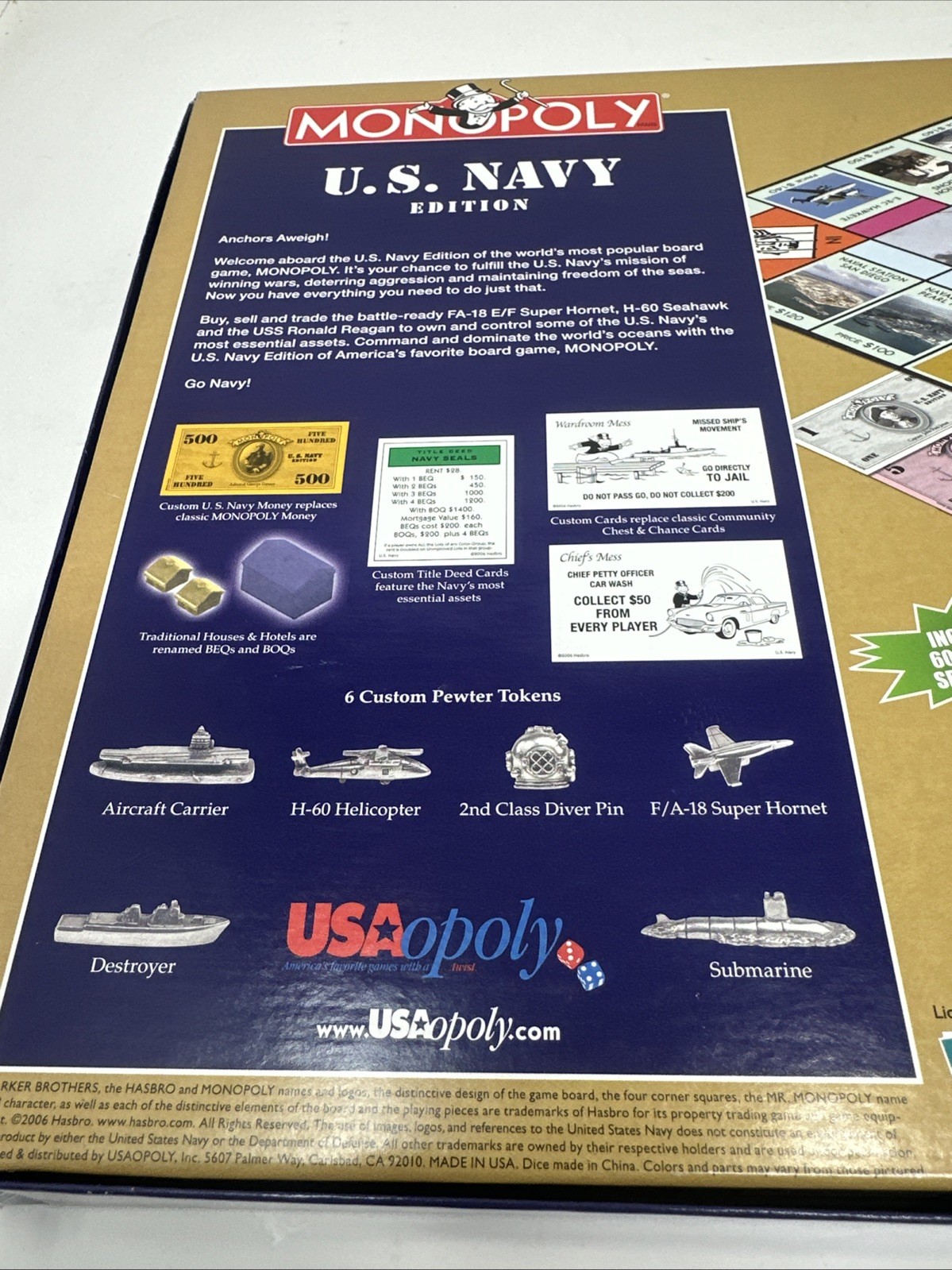 Monopoly – United States Navy Edition – Parker Brothers/Hasbro – Complete