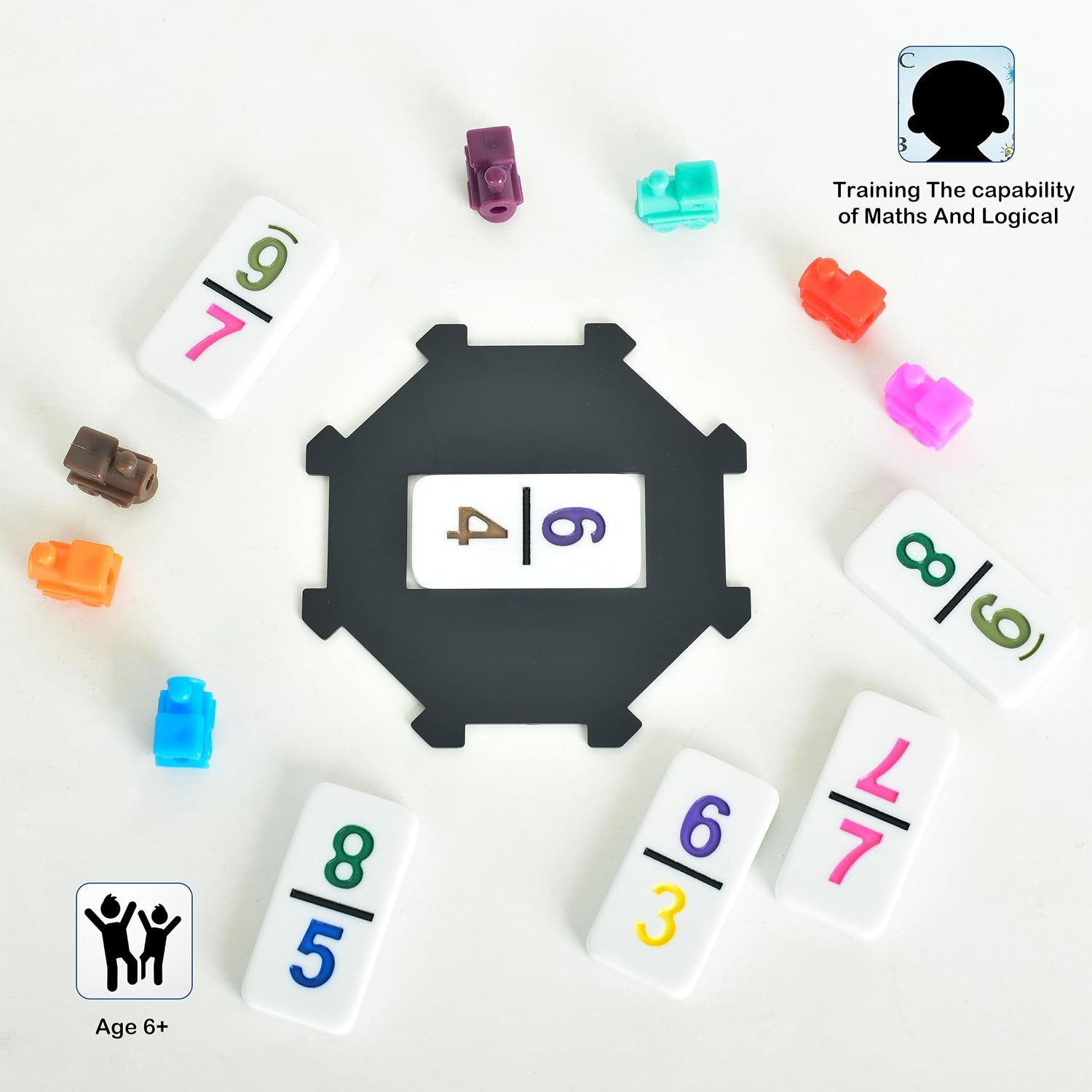Mexican Train Dominoes with Color Numbers,Double 12 Numerical Domino
