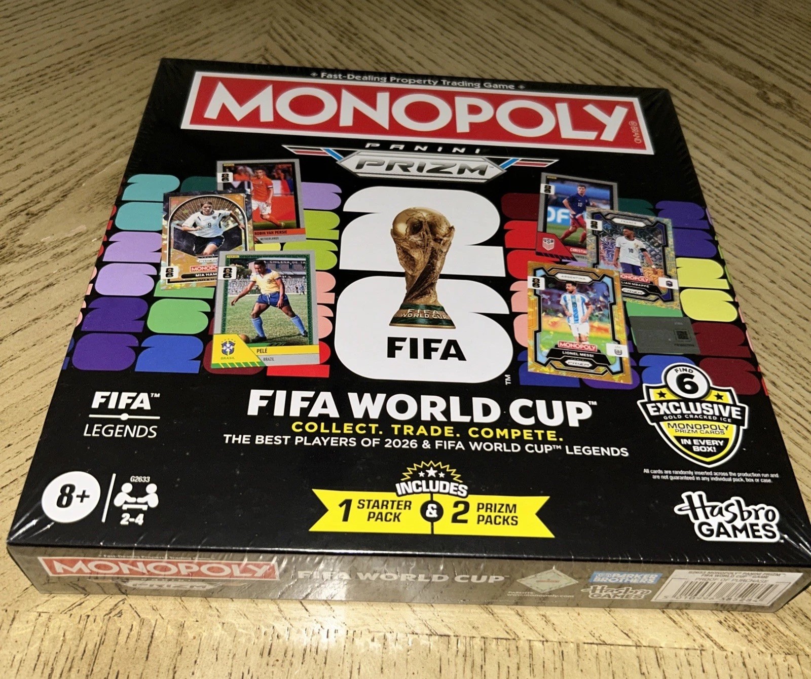 Monopoly Panini Prizm FIFA World Cup Board Game Includes 1 Starter & 2 Prizm Pk
