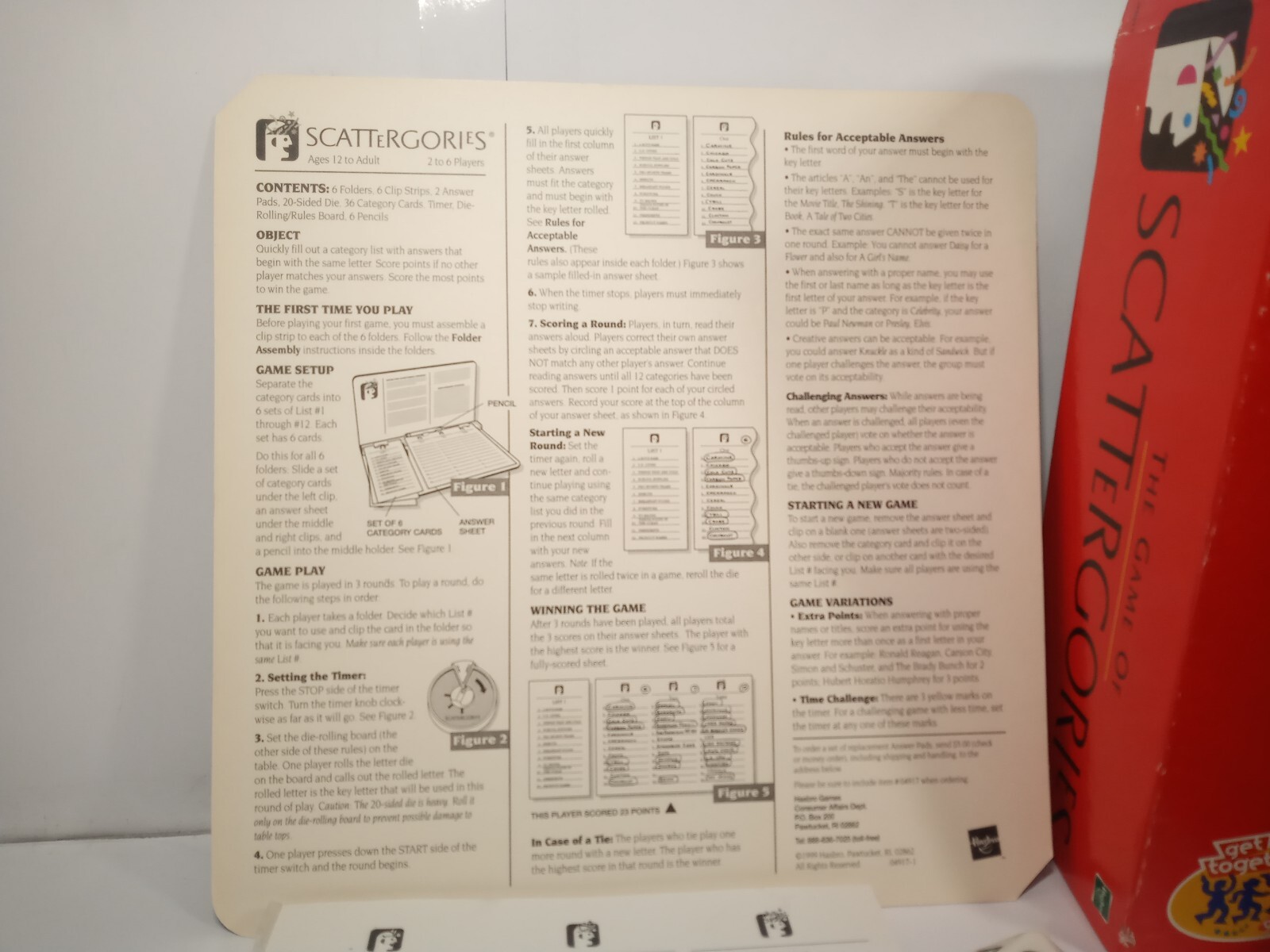 The Game Of Scattergories (1999, Hasbro) Complete