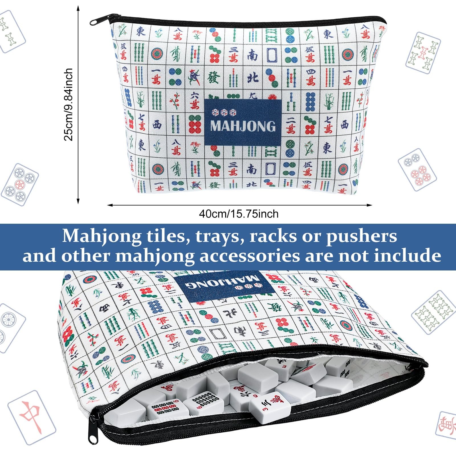 Empty Mahjong Bags Set for Tiles and Racks 24x13x4.7 Inch American Mahjong Ca…