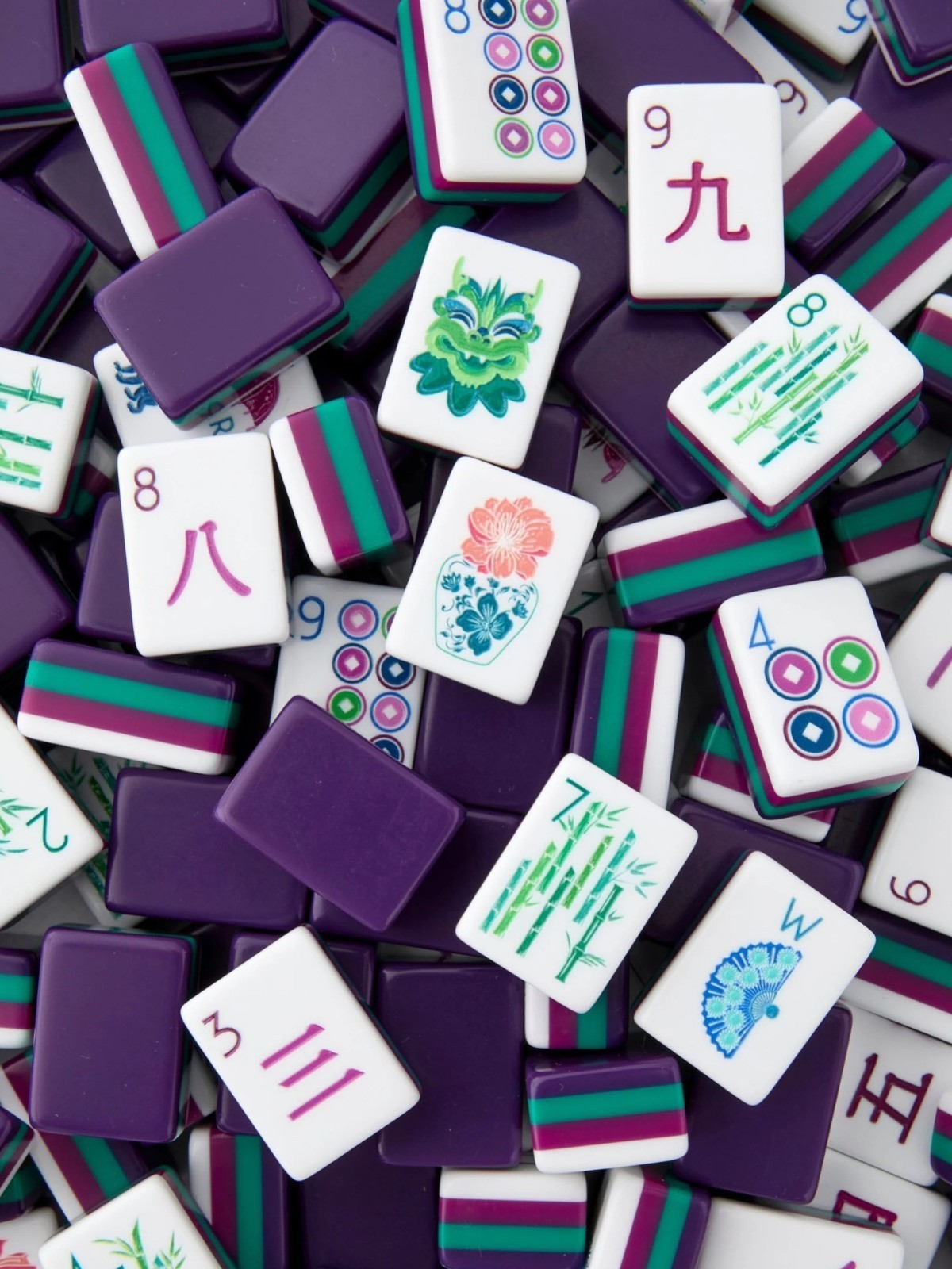 160 Imperial Purple American Mahjong Tiles 4-Layer Acrylic Engraved Set