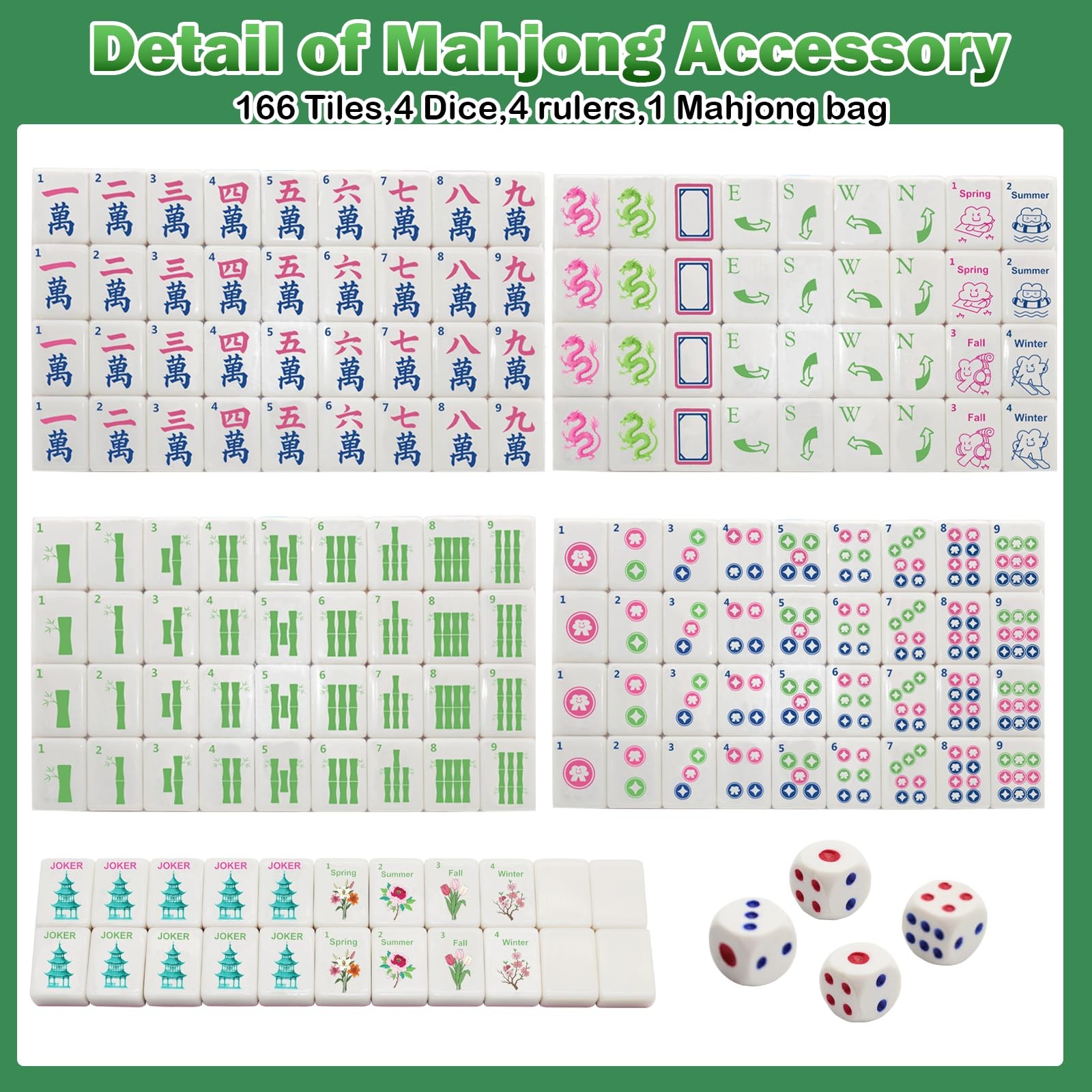 American Mahjong Game Set,Mahjong Set,Complete Tile Small, Multicolor