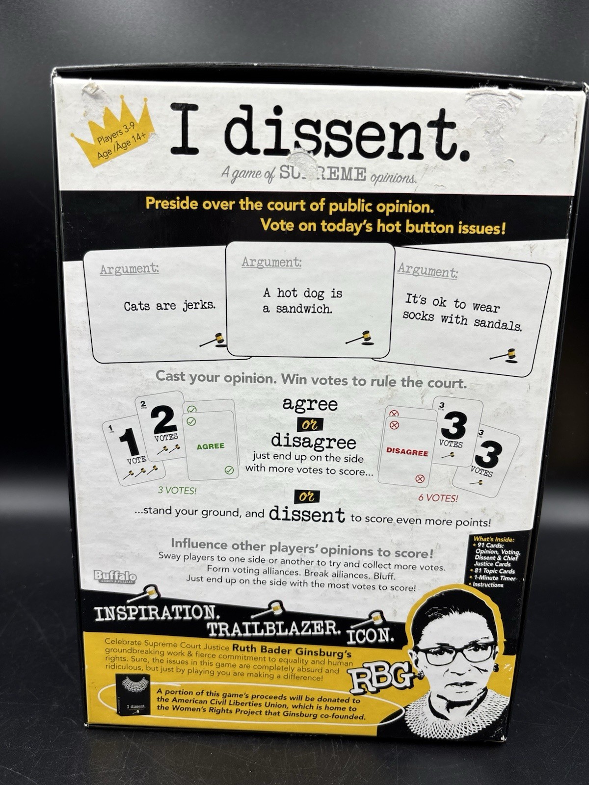 I Dissent Board Game of Supreme Opinions Ruth Bader Ginsberg Complete 14+