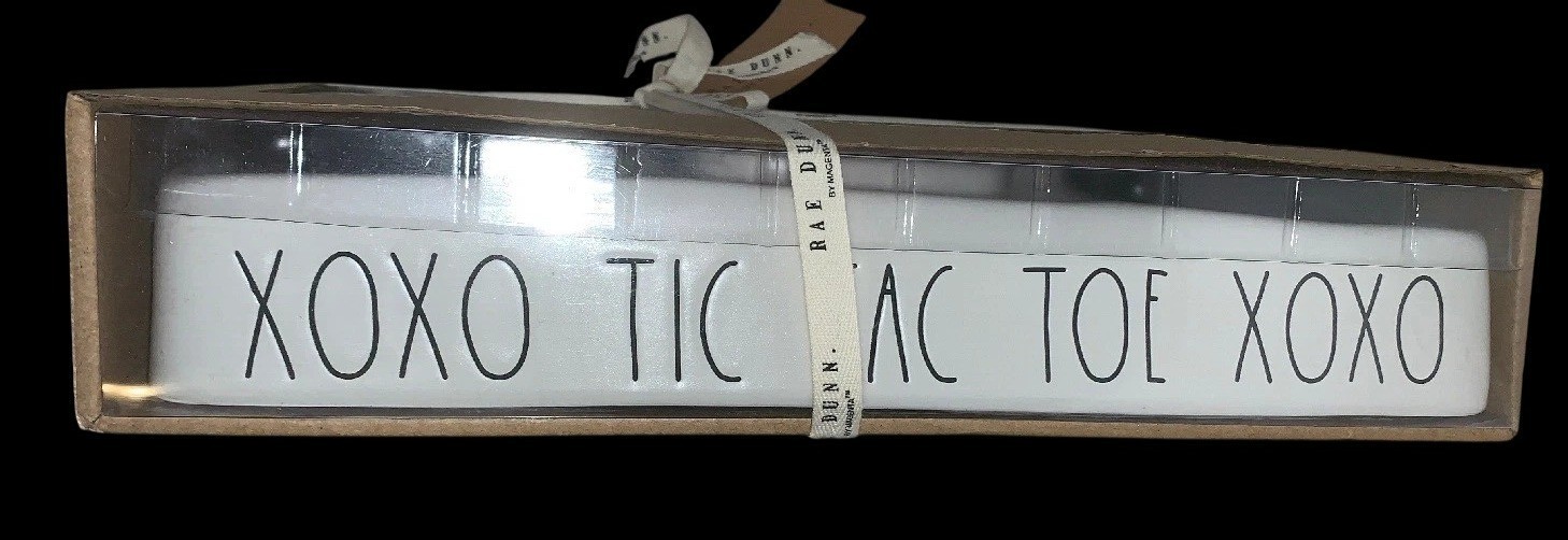 Rae Dunn Magenta Artisan Tic Tac Toe Board Game Set Ceramic New in Box