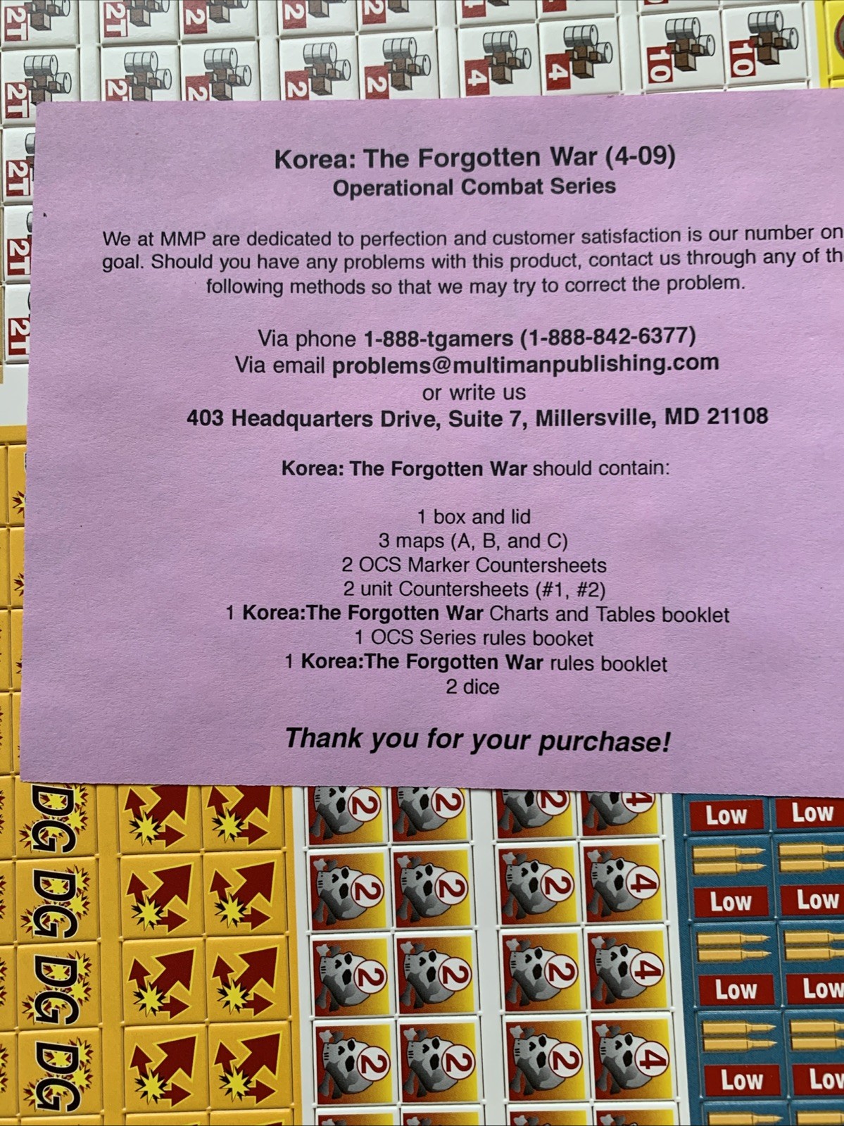 Multi-Man Publishing Korea: The Forgotten War War Board Game Complete Game