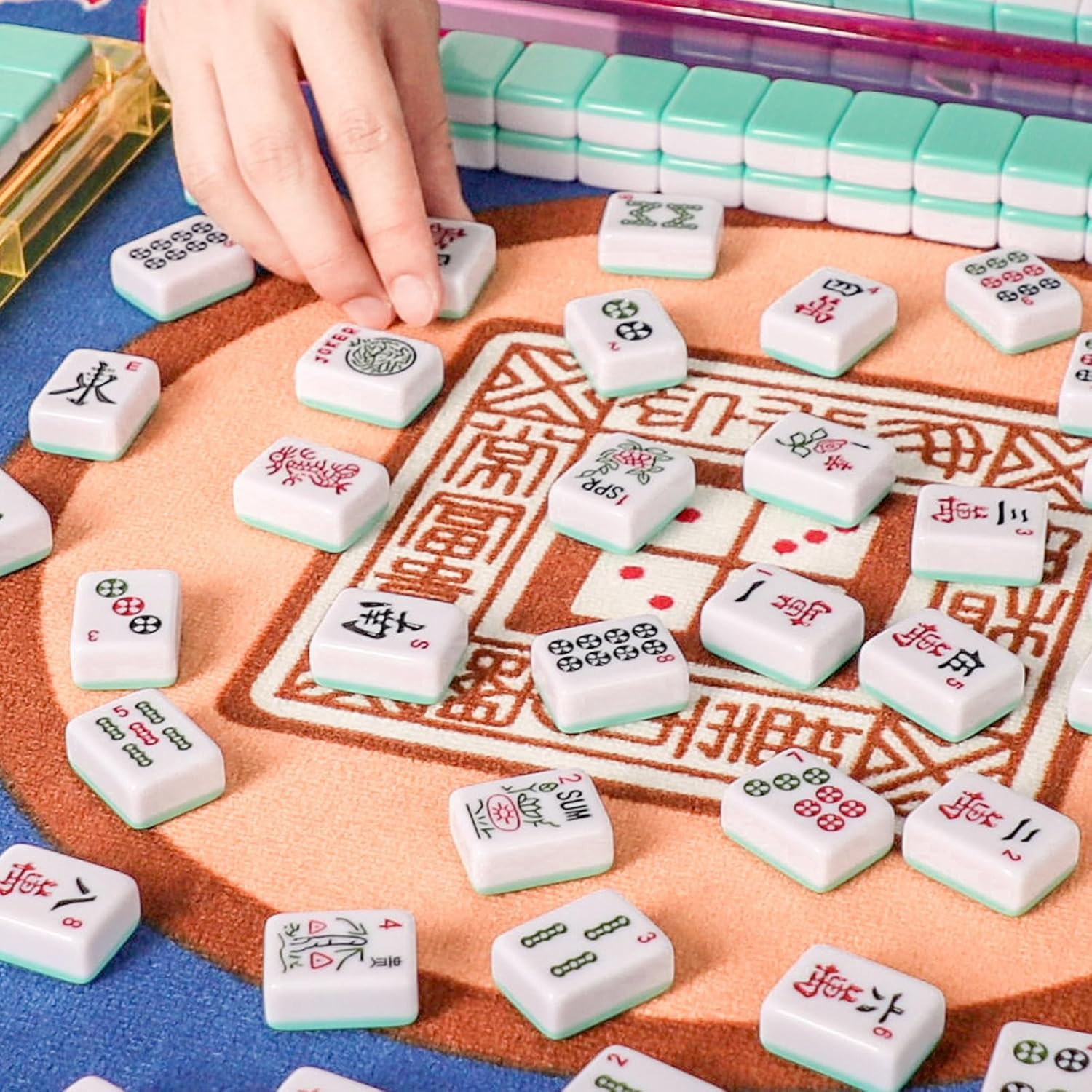 Set of American Mahjong Tiles, 166 American Mahjongg Tiles with Light Green Colo