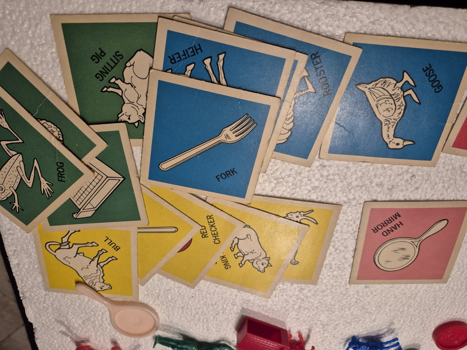 Vintage 1967 Milton Bradley Feeley Meeley Game #4770 Box Poor 23 Cards, 25 Objec