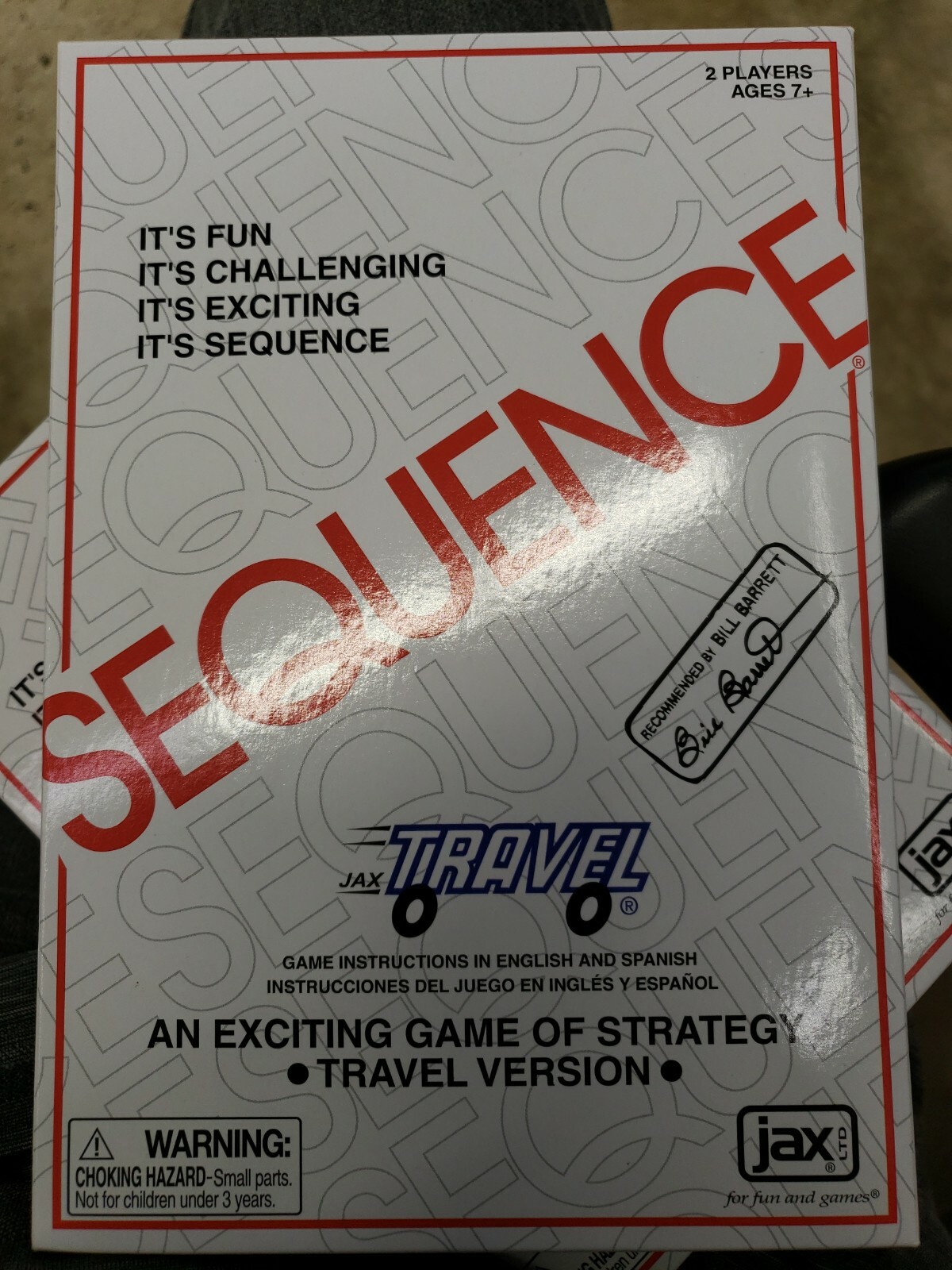 NEW ! SEQUENCE TRAVEL BOARDGAME 2 PLAYERS BY JAX LTD.