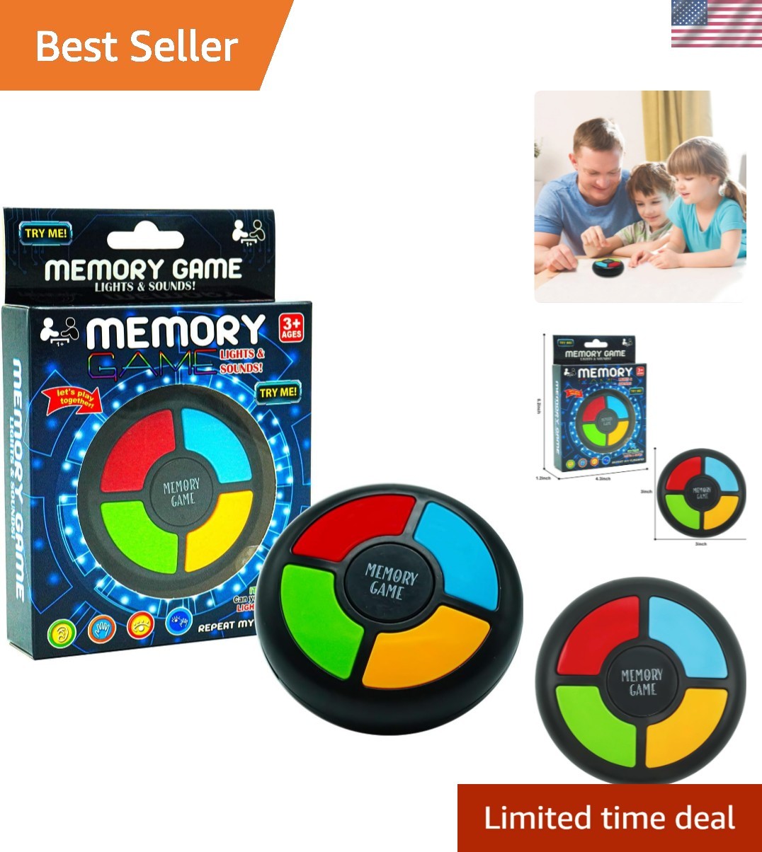 Interactive Handheld Memory Game with Lights – Perfect for Kids Travel