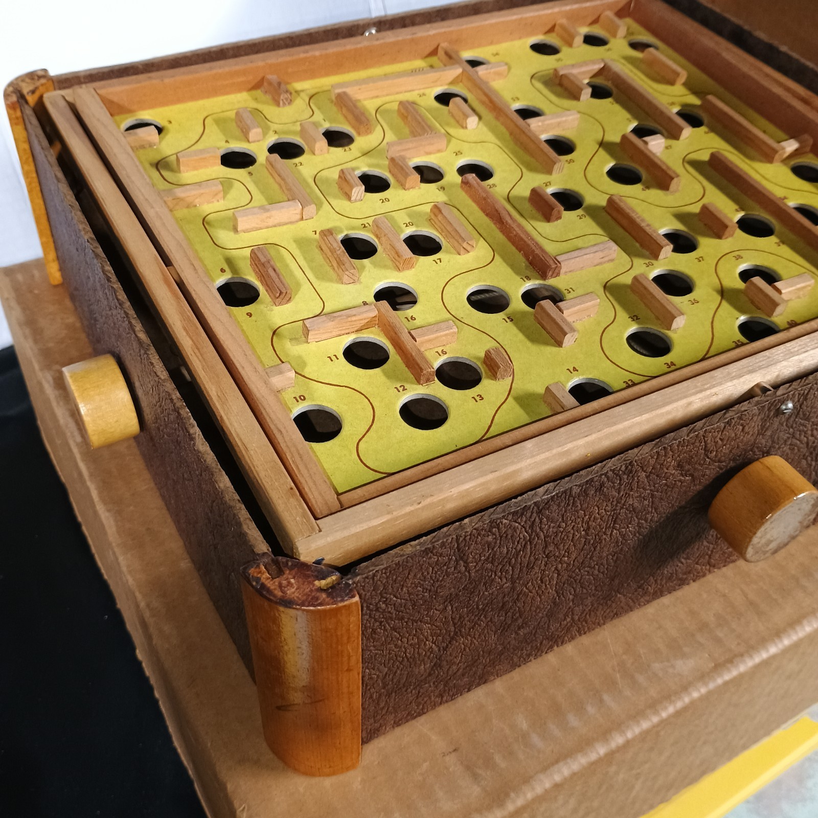 Wooden Tilt Game Marble Labyrinth Maze Original Box
