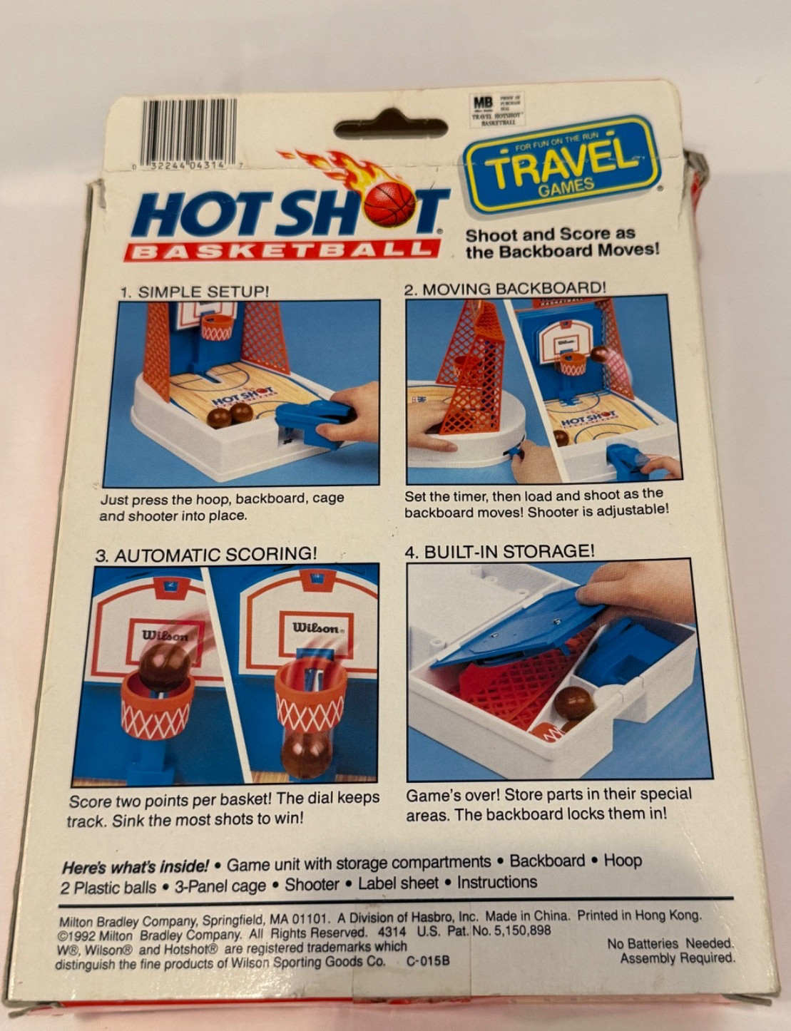 Hot Shot Basketball Milton Bradley Travel Games (Incomplete – no shooter) 1990s