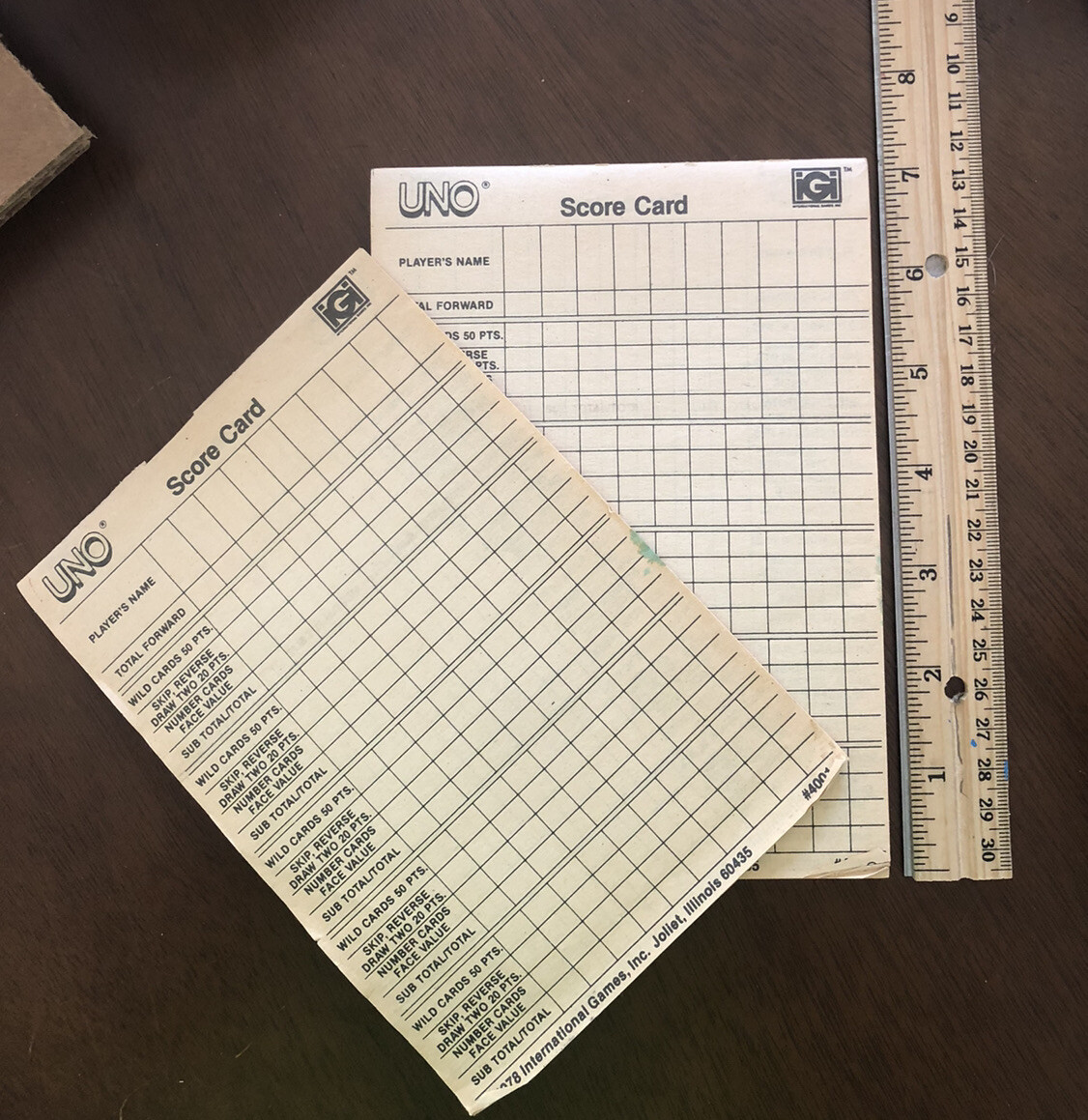 UNO Game Score Cards Pad 2-Sided Sheets #4001 Vintage 1978 Game Or Crafts