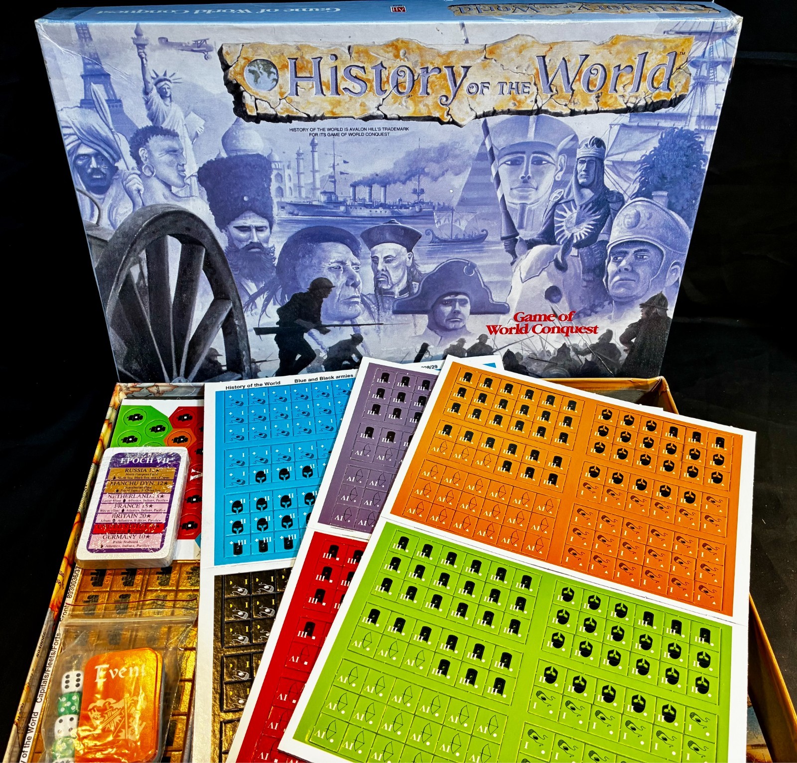 HISTORY OF THE WORLD Board Game Avalon Hill 1991 UNPUNCHED SEALED CONTENTS