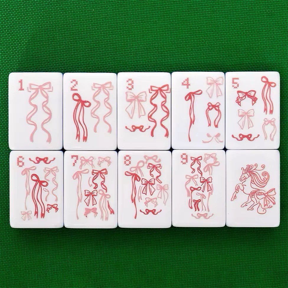 Designer Inspired American Mahjong Set | White Acrylic Tiles + Matching Mat