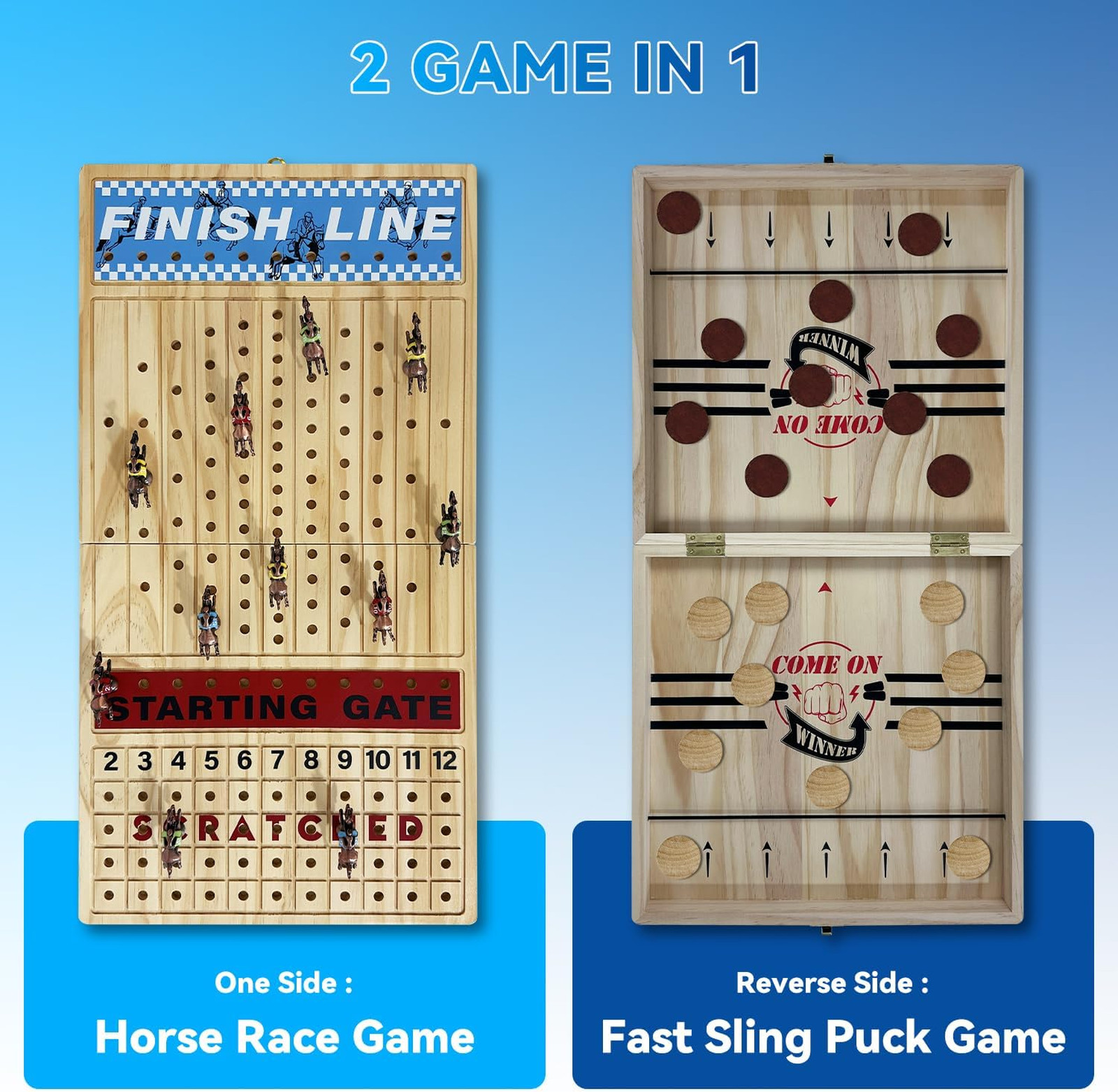 Large 23 inches Horse Racing Board Game with 11 Luxury Metal Numbered Horses