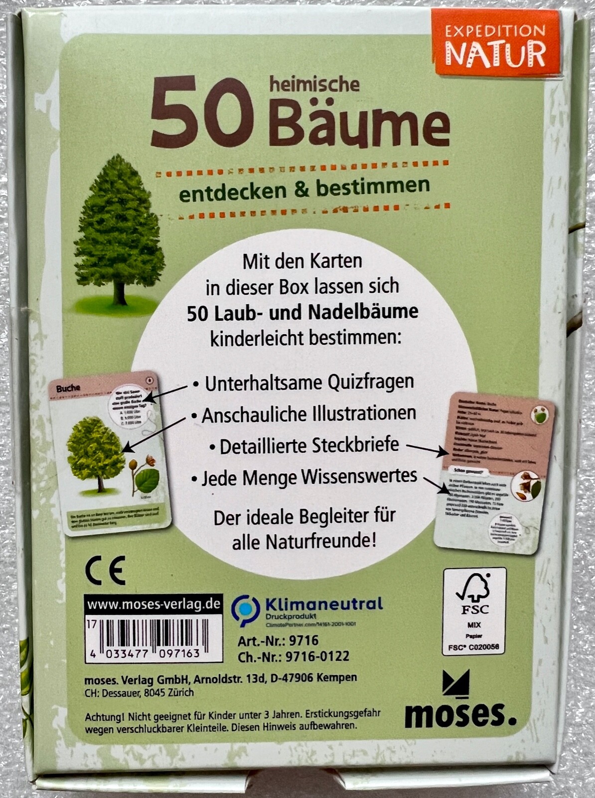 50 Native Trees Expedition Nature Moses Kids Educational Card Game Quiz Game