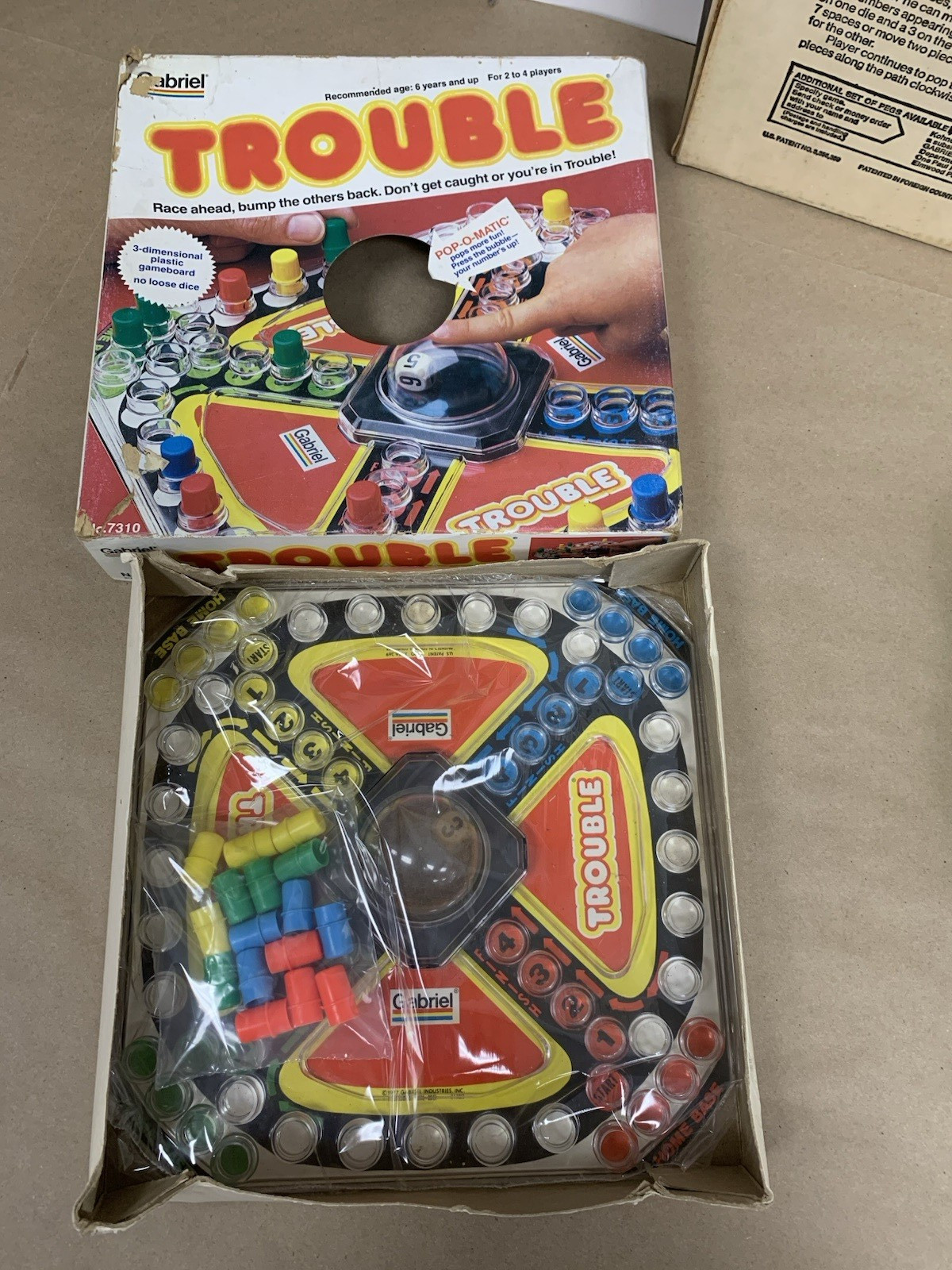 Vintage Family Game 3pc Lot Gabriel PopOMatic Lucky Break Milton Bradley Trouble