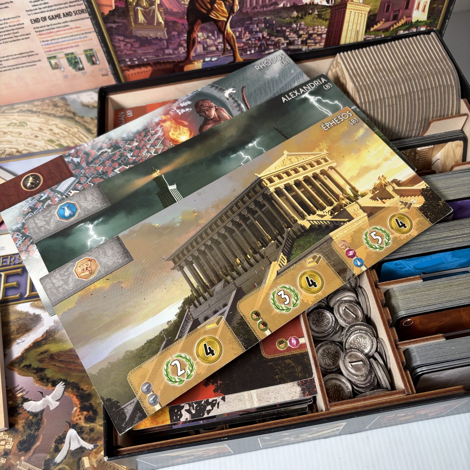 7 Wonders Board Game w/ Babel, Leaders & Cities Expansions Complete (1 Box)