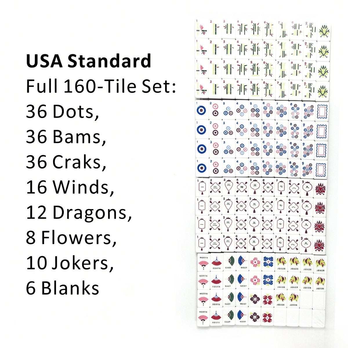 Tortoiseshell Double Layer Acrylic American Mahjong Tiles 160-Piece USA Standard