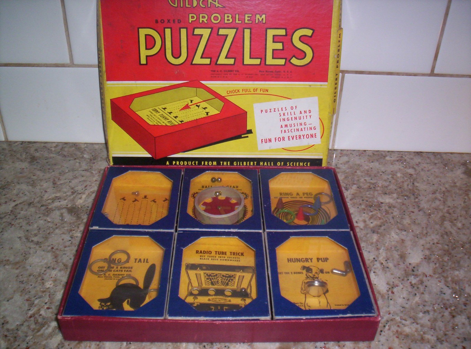 Vintage 1940 A.C. Gilbert Company Mini Dexterity Puzzle Set of 6 NICE!!
