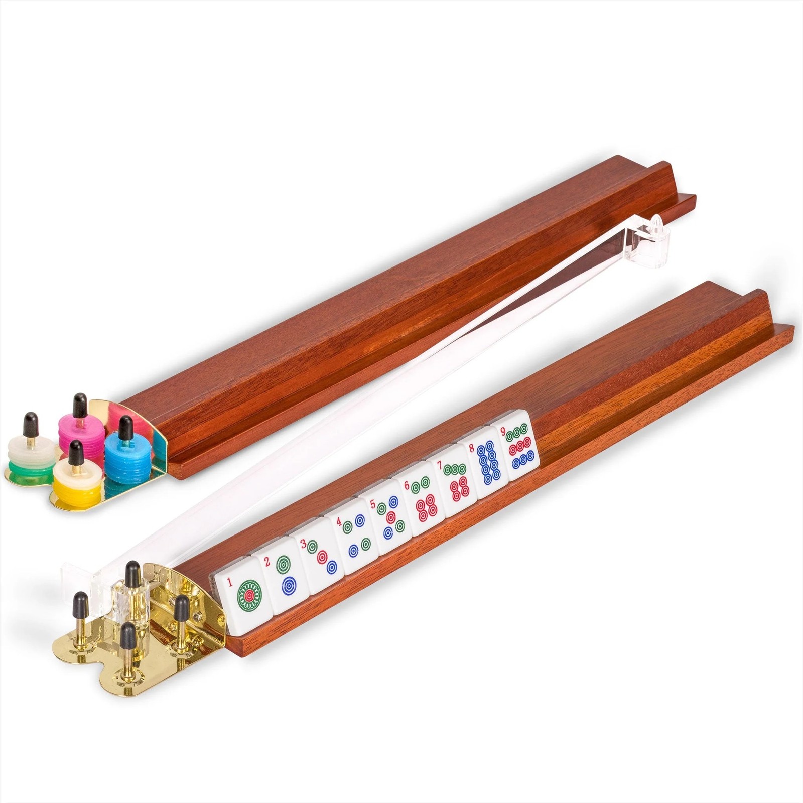 American Mahjong Mah-Jong “KOI Fish” 166-Tile Rack Wooden Case US-AF021-B New