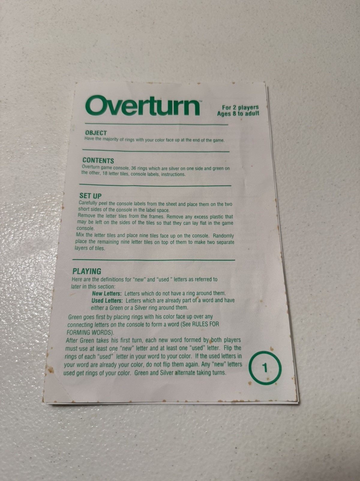 Vintage 1991 Pressman Overturn Word Board Game Family Fun Complete VGUC Unique