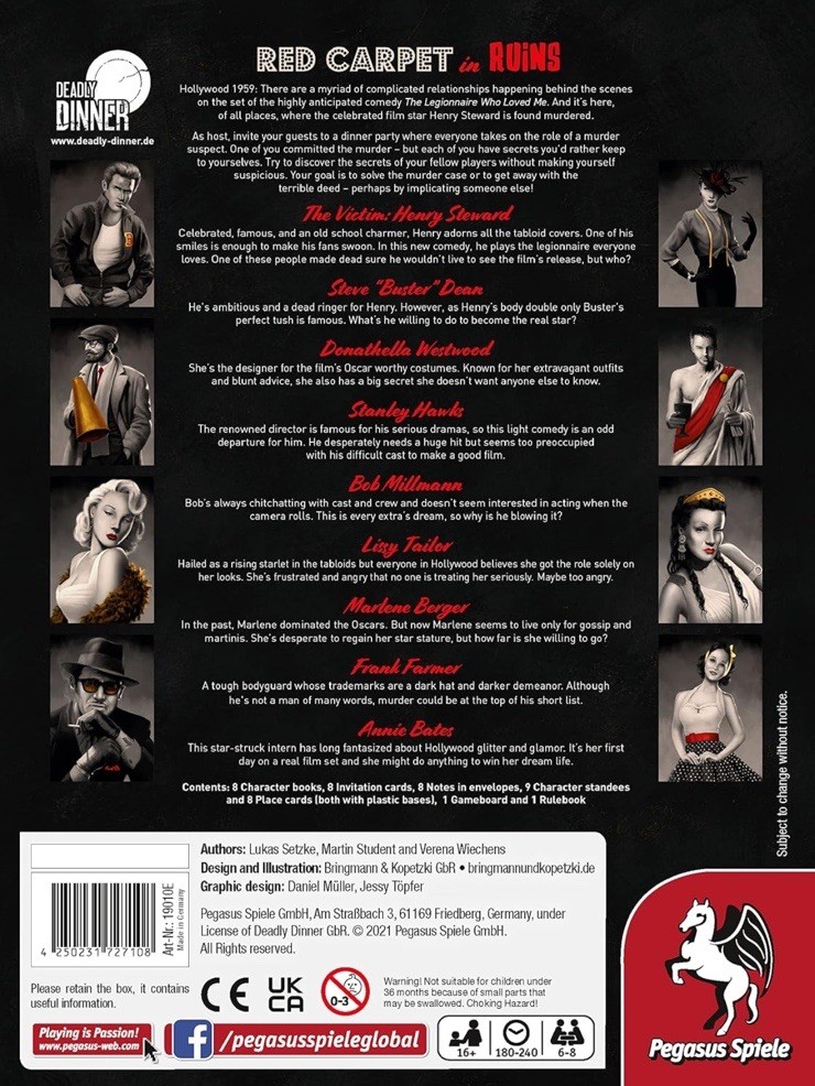 Deadly Dinner Red Carpet in Ruins Murder Mystery Party Game Sealed