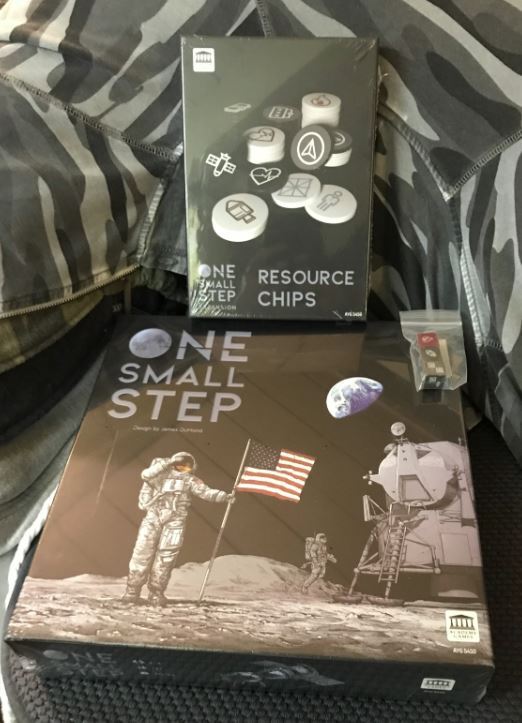 One Small Step Game “APOLLO 11” Kickstarter Pledge Plus Resource Chips & Dice