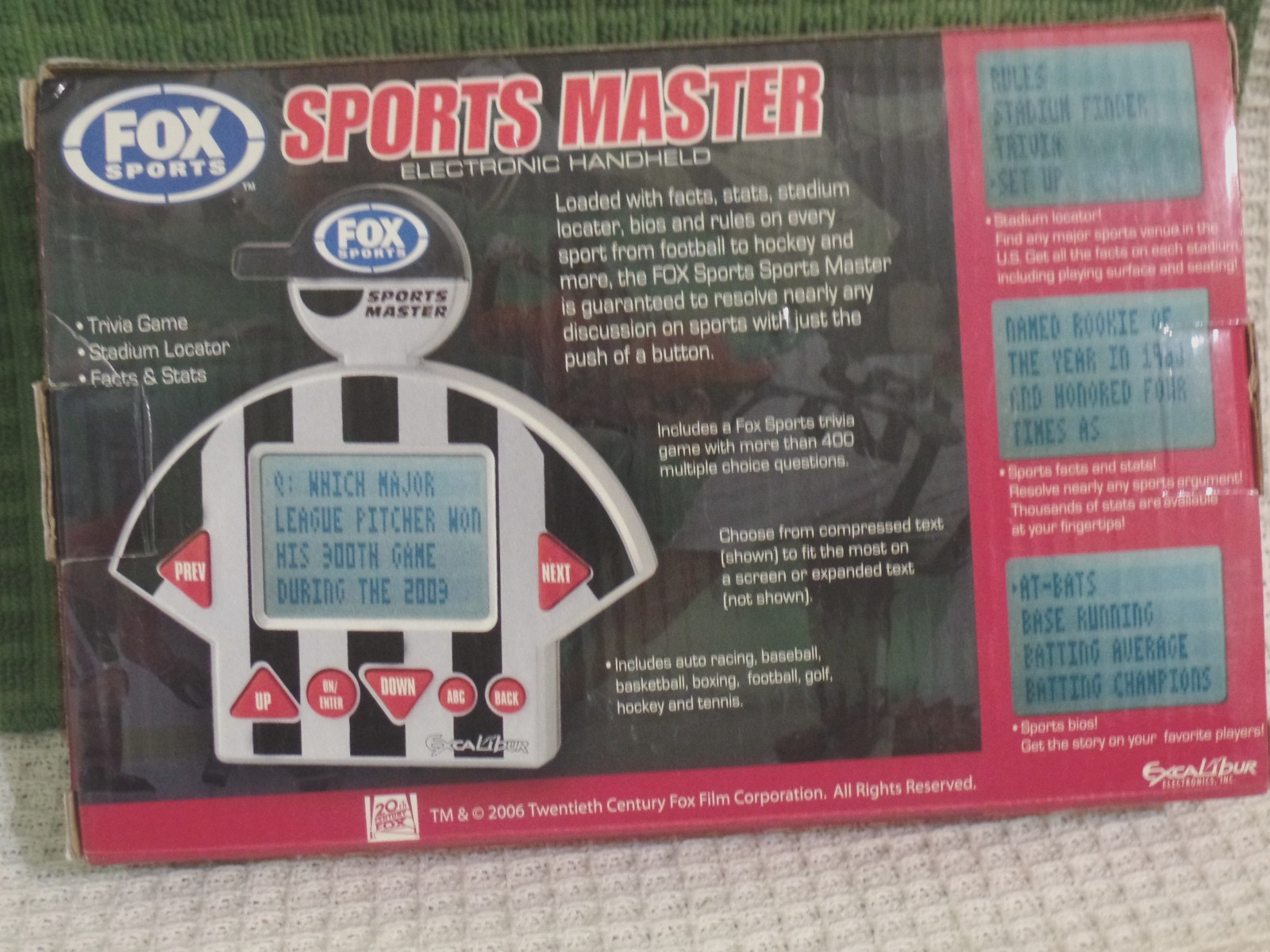 EXCALIBUR Fox FX-200 Trivia Game-Still in Box VERY GOOD-L@@K