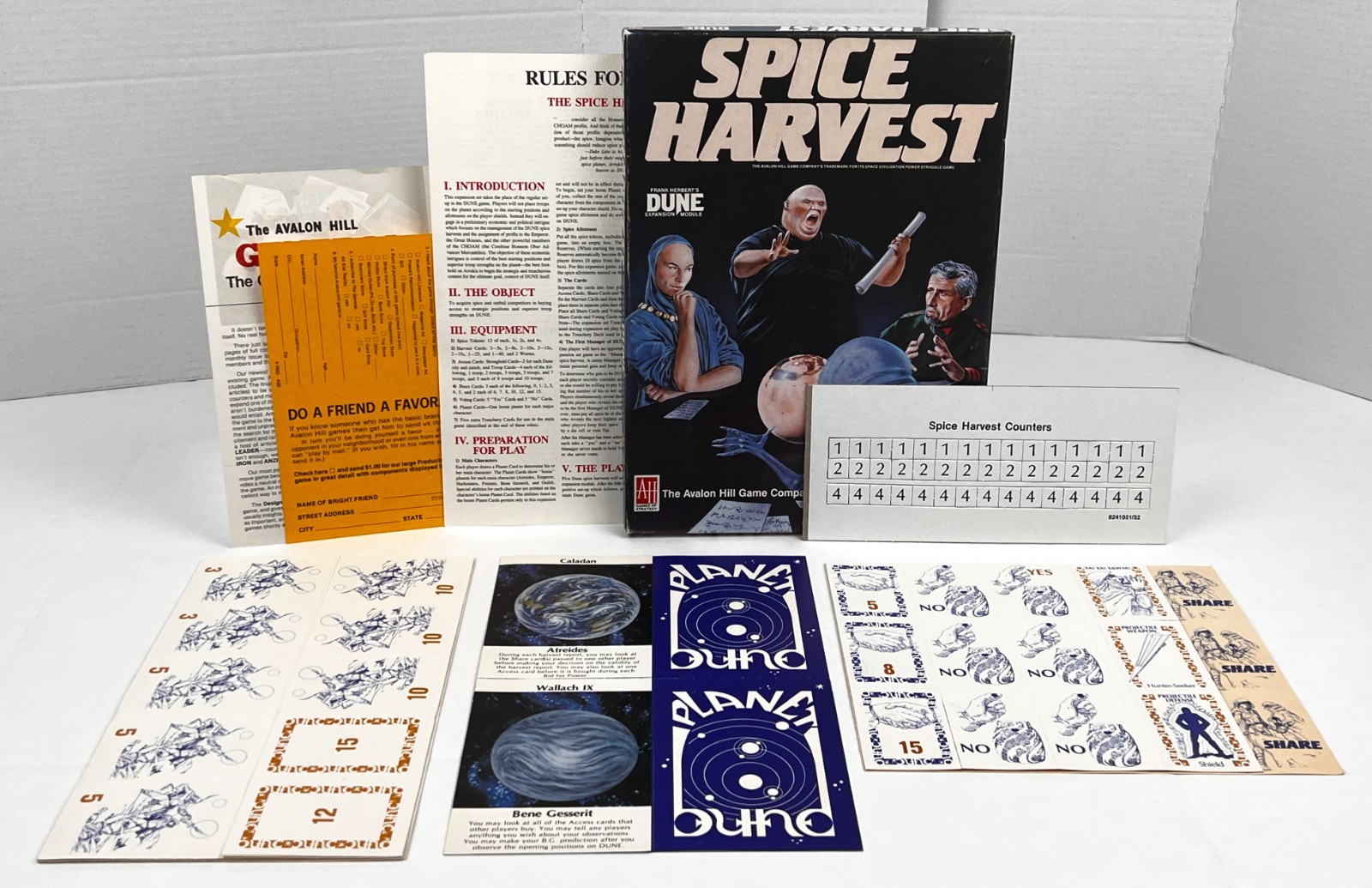 Vtg 1984 Dune Spice Harvest Expansion Module Board Game Complete Unpunched