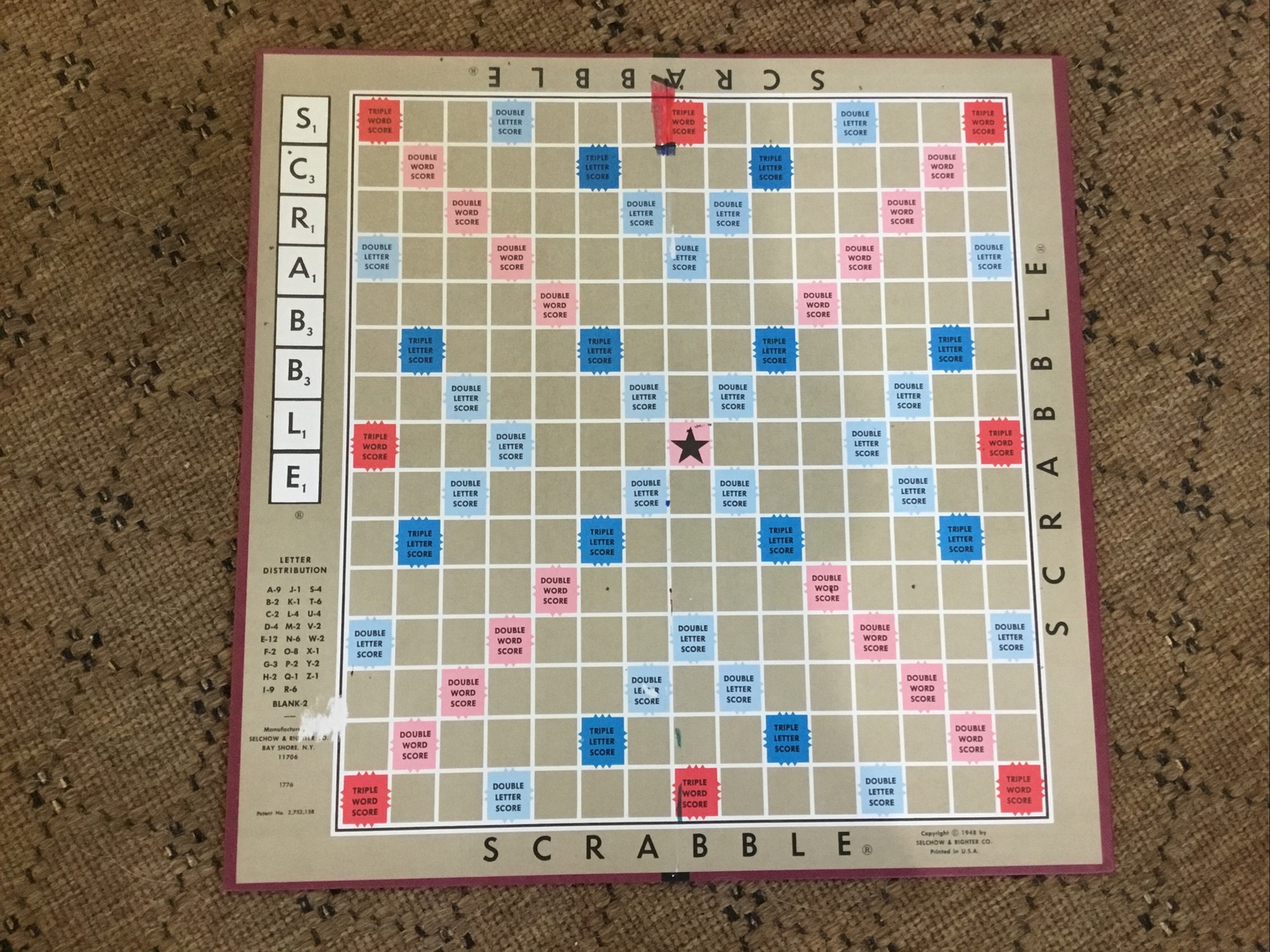 Vintage Scrabble board game – Selchow & Righter branded 98 tiles!