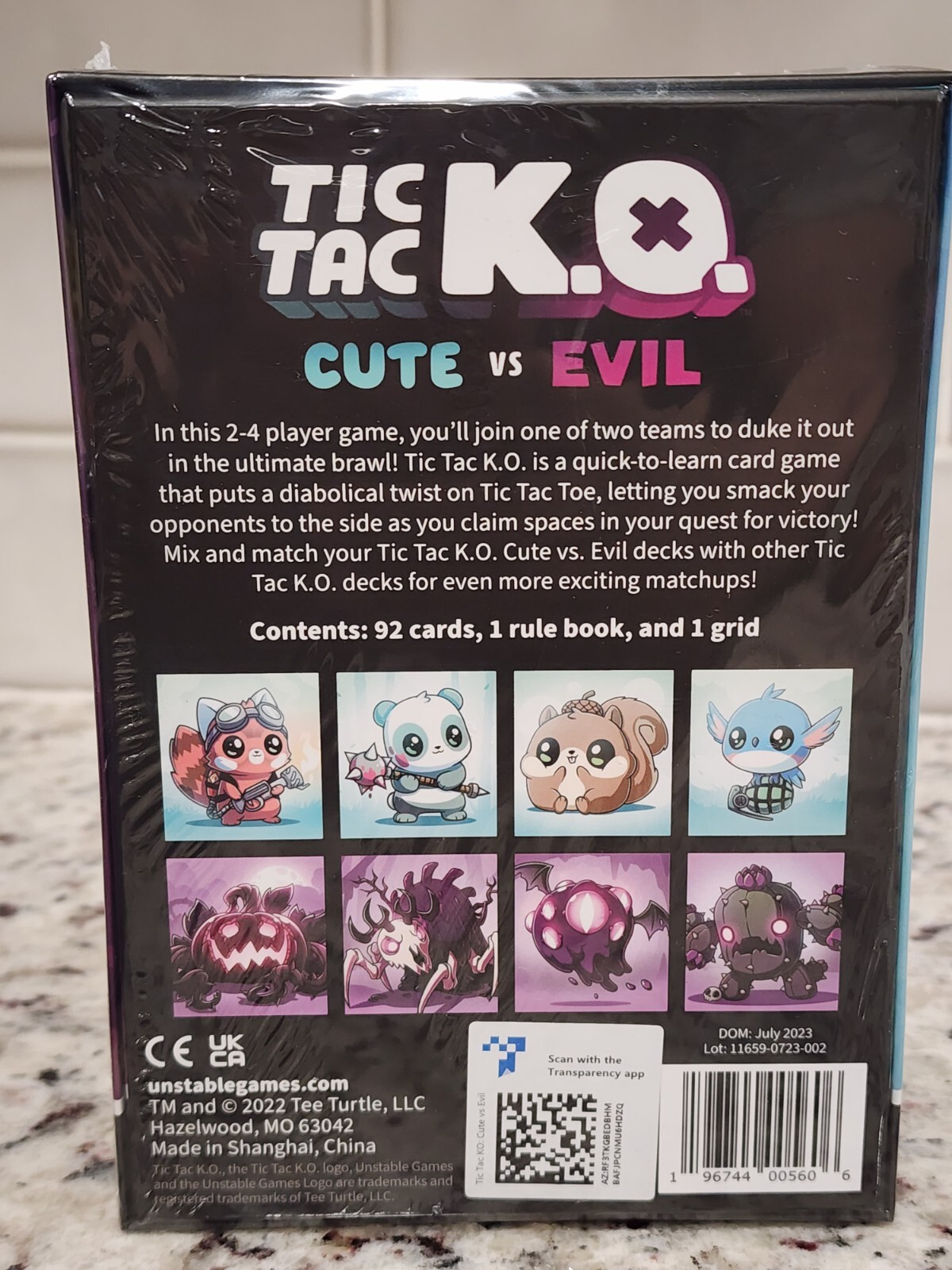 Tic Tac KO Cute vs Evil Card Game NEW 8+ K.O. 2-4 Players Unstable Games