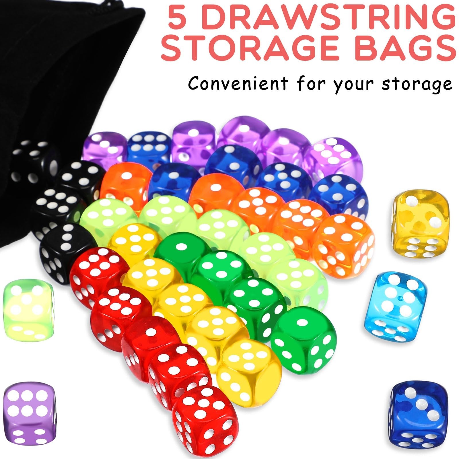 Simgoing 500 Pcs Colored Dice Set 12 mm Polyhedral Dice Bulk 6 Sided Standard…