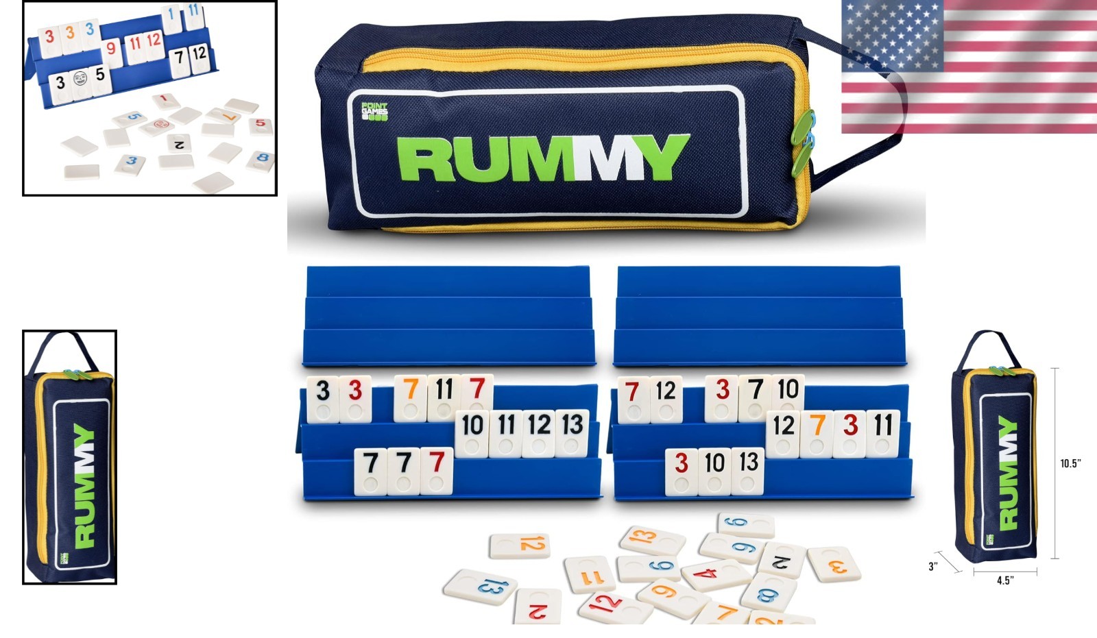 Classic Rummy Cube Game Set for 2-10 Players – Portable & Durable Canvas Bag