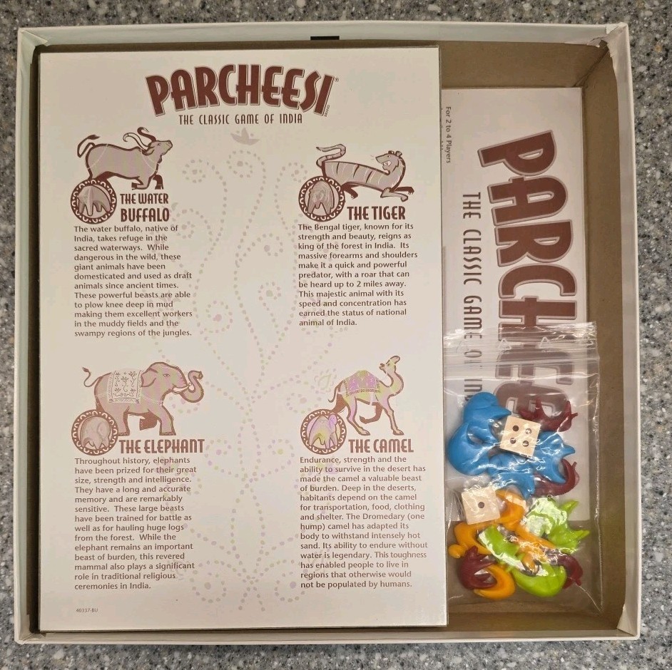 Parcheesi Board Game Classic Game Of India 40337 2001 Hasbro Complete