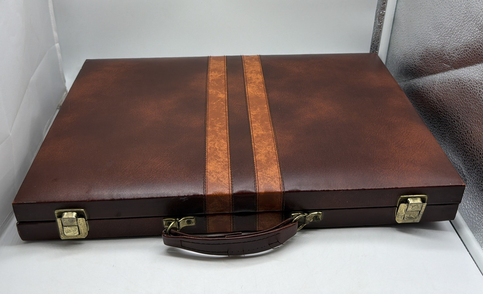 Vtg Pierre Cardin Backgammon Set Brown Swirl & Cream Pieces 1 3/8” Complete