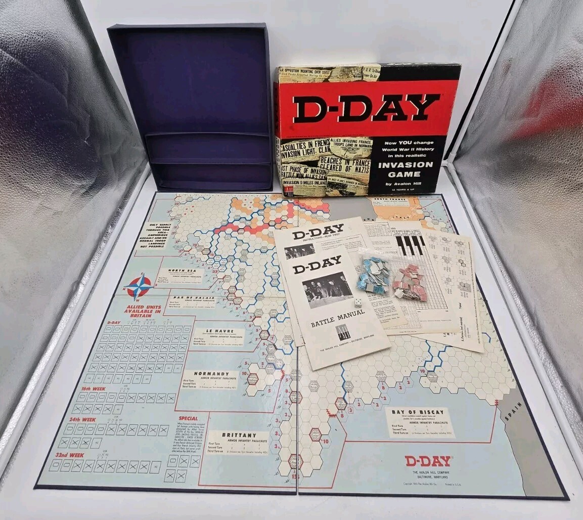 1961 D-Day World War II Invasion Board Game #508 Avalon Hill WWII