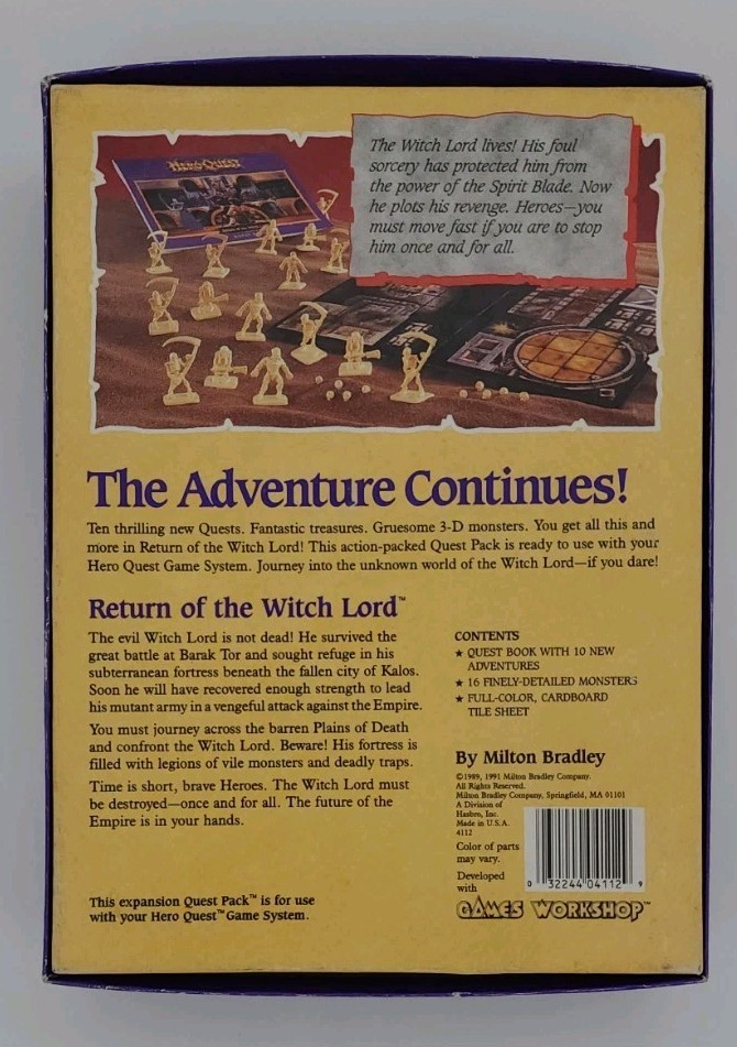 1991 Hero Quest – Return of the Witch Lord – Quest Pack – COMPLETE