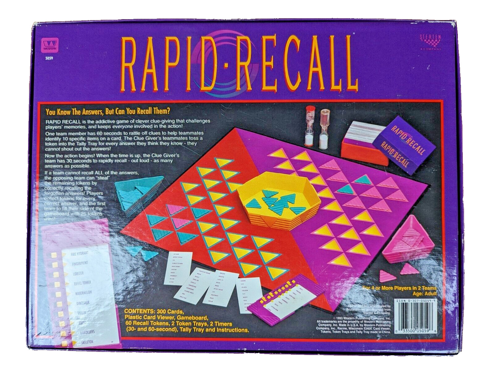 Vintage Rapid Recall Board Game 1993 Fast Fun Memory Friends Family Complete EUC