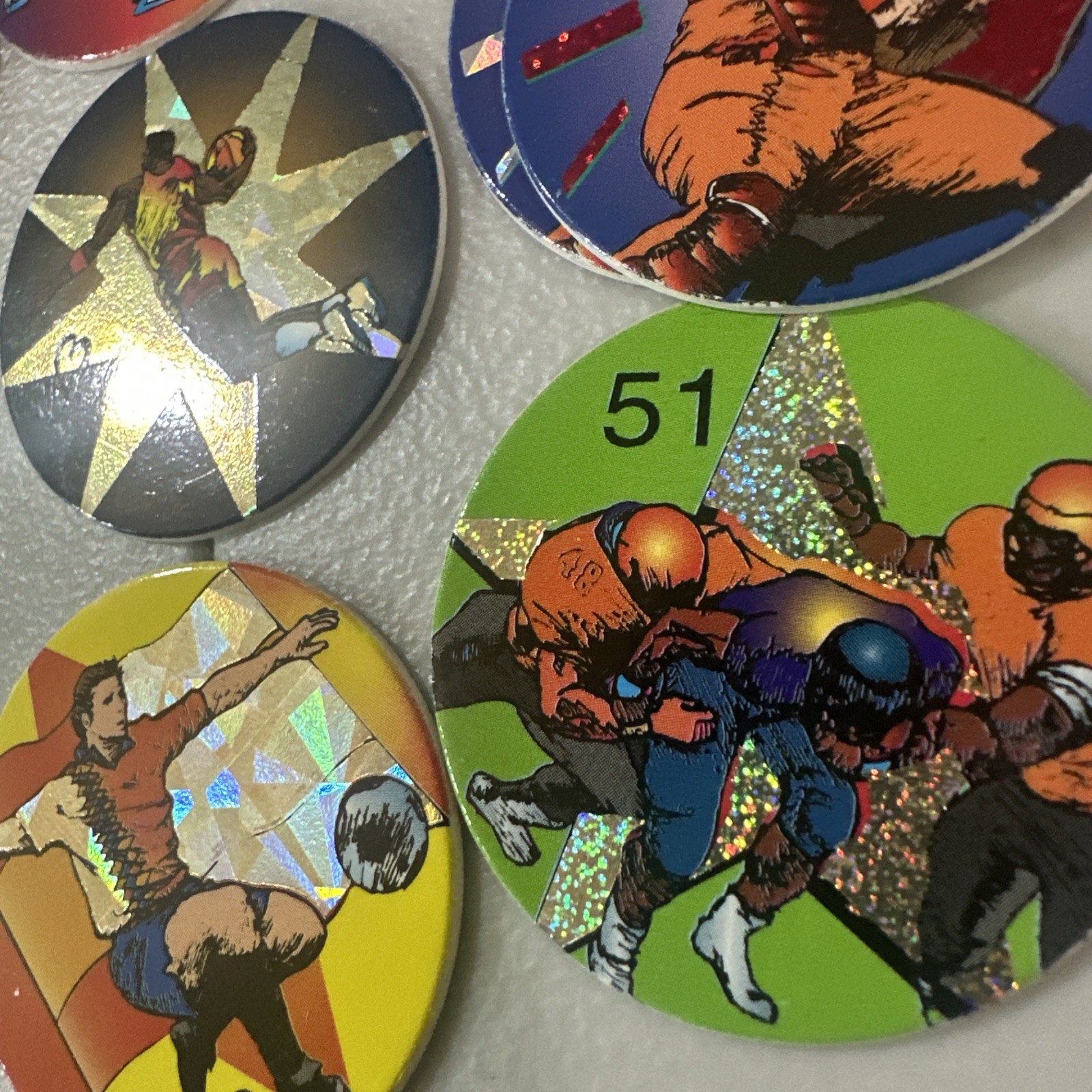Lot Of 38 Sports Pogs Non Branded Milk Caps Doubles Will Be Red 90’s Vintage