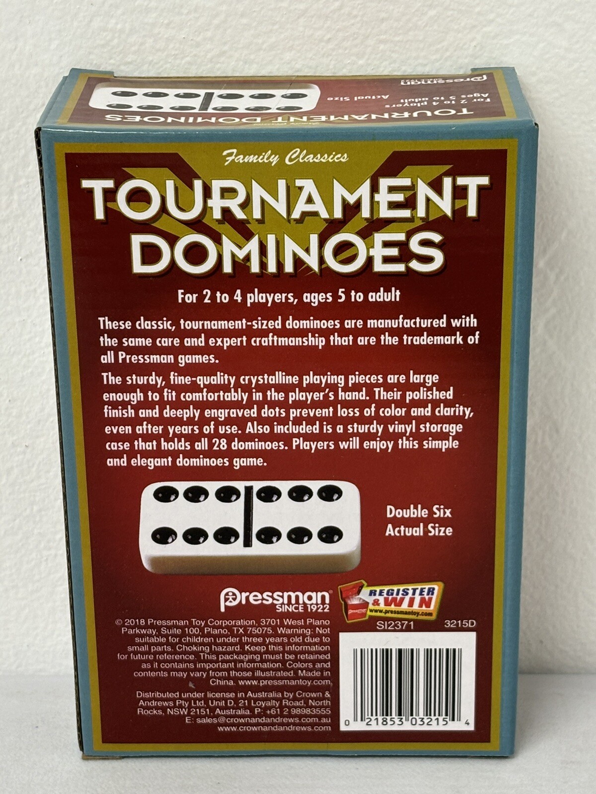Double Six Tournament Dominoes by Pressman – New Sealed – Ages 5+ 2-4 Players