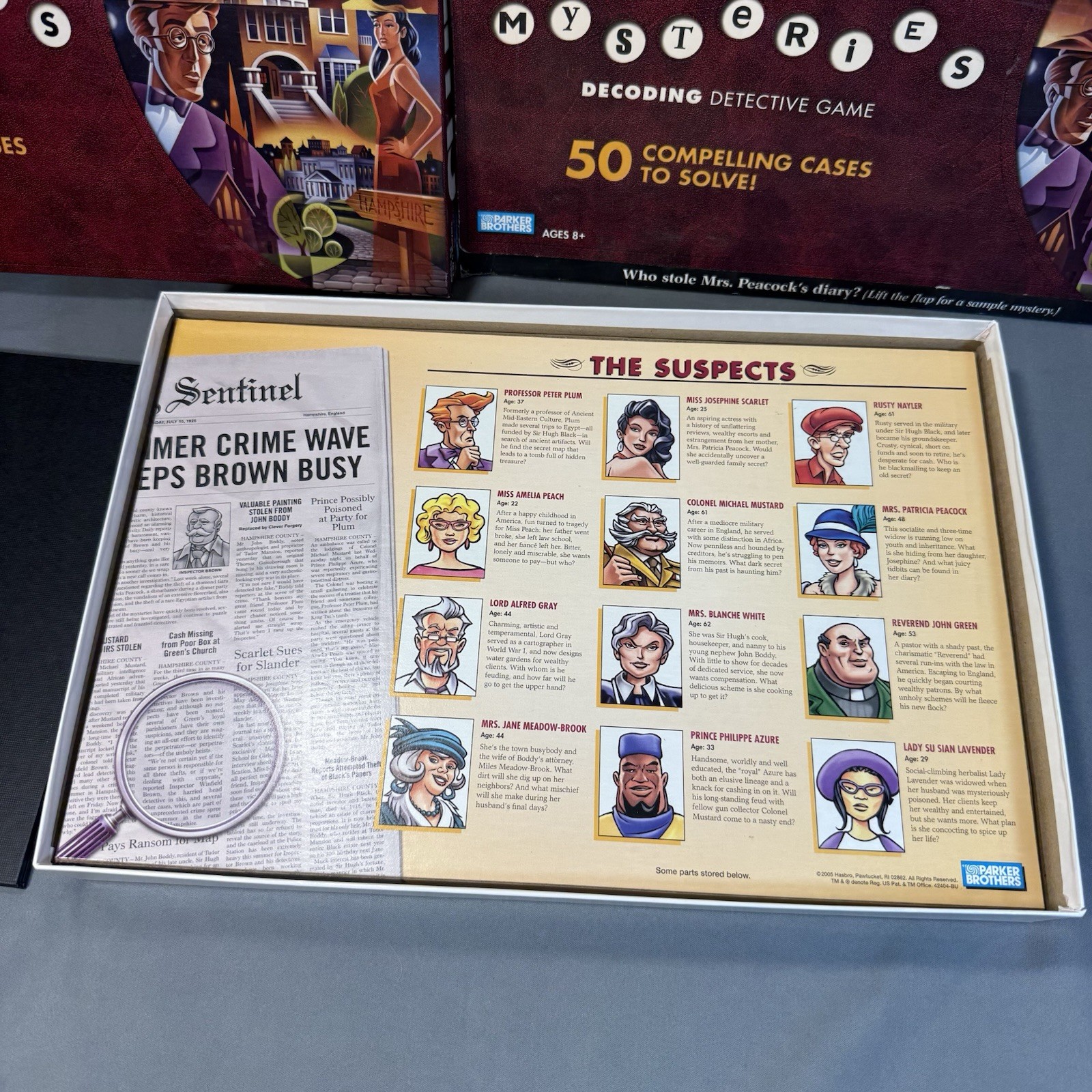 CLUE Mysteries 2005 Parker Brothers Decoding Detective Board Game 100% Complete