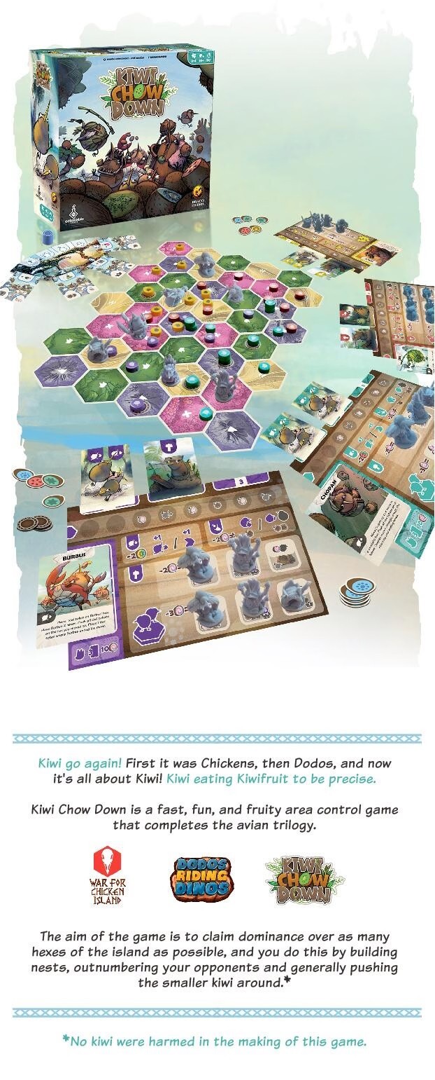 Kiwi Chow Down (Kickstarter Base Pledge + Expansion + Miniatures) Board Game