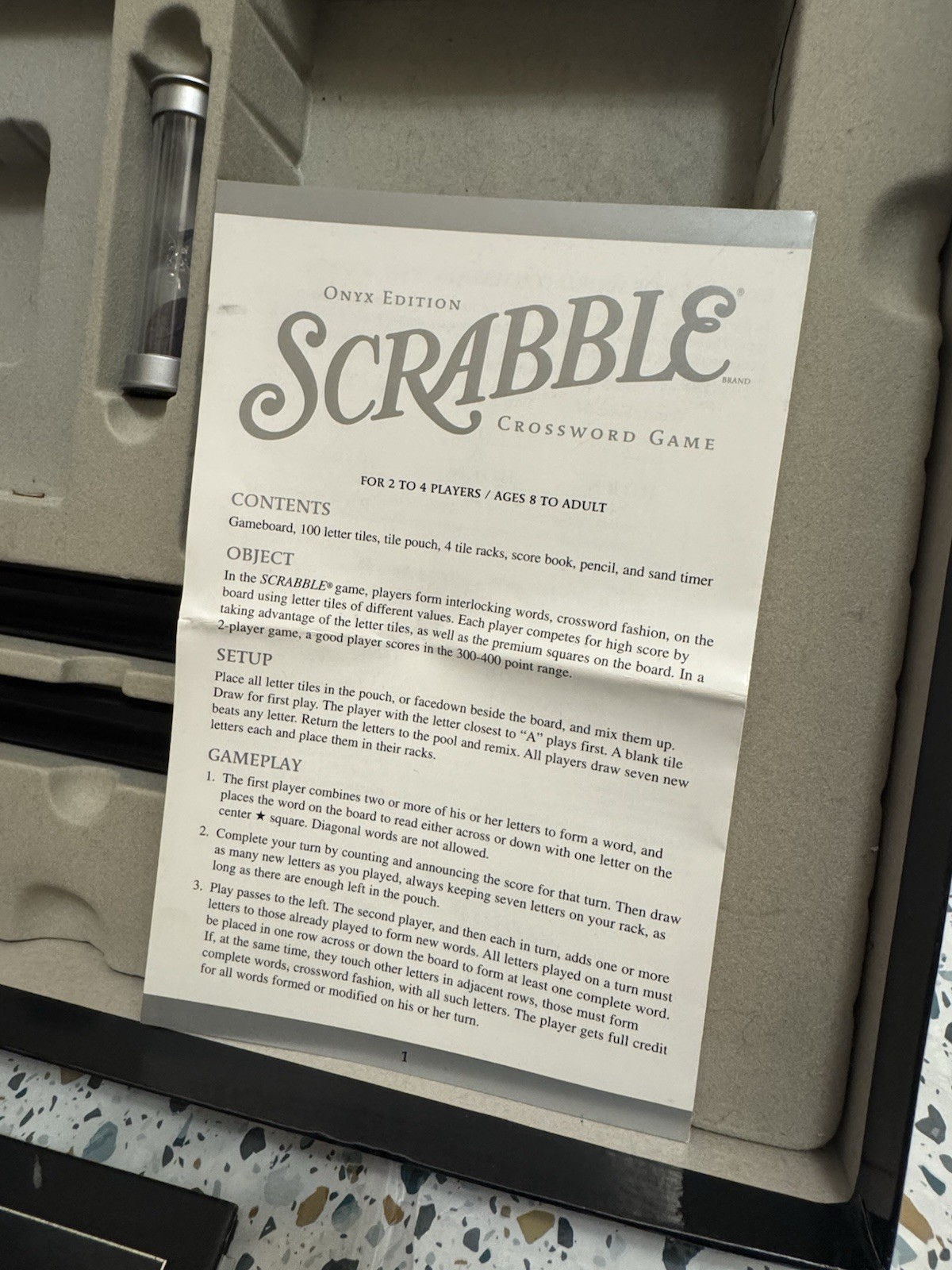 Scrabble Crossword Game Onyx Edition Parker Bros Complete 100% Rotating Board