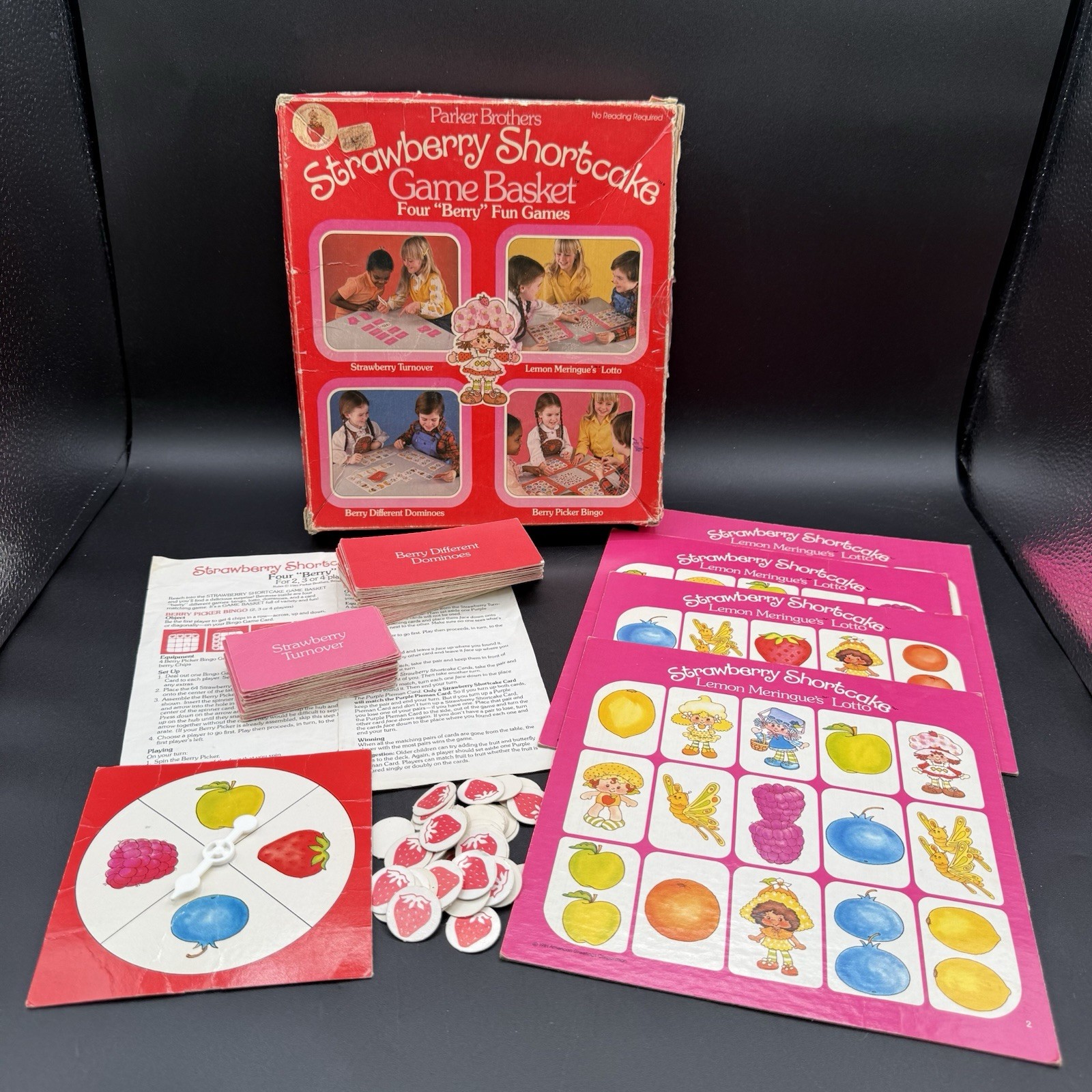 Vintage Strawberry Shortcake Game Basket 4 In 1 Game 1981 Parker Brothers