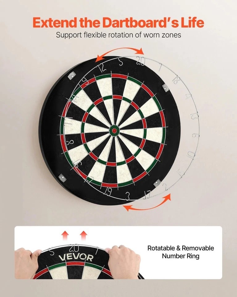 Dartboard with 6 Darts & Scoring Kit, Self-Healing Sisal Fibers Dartboard