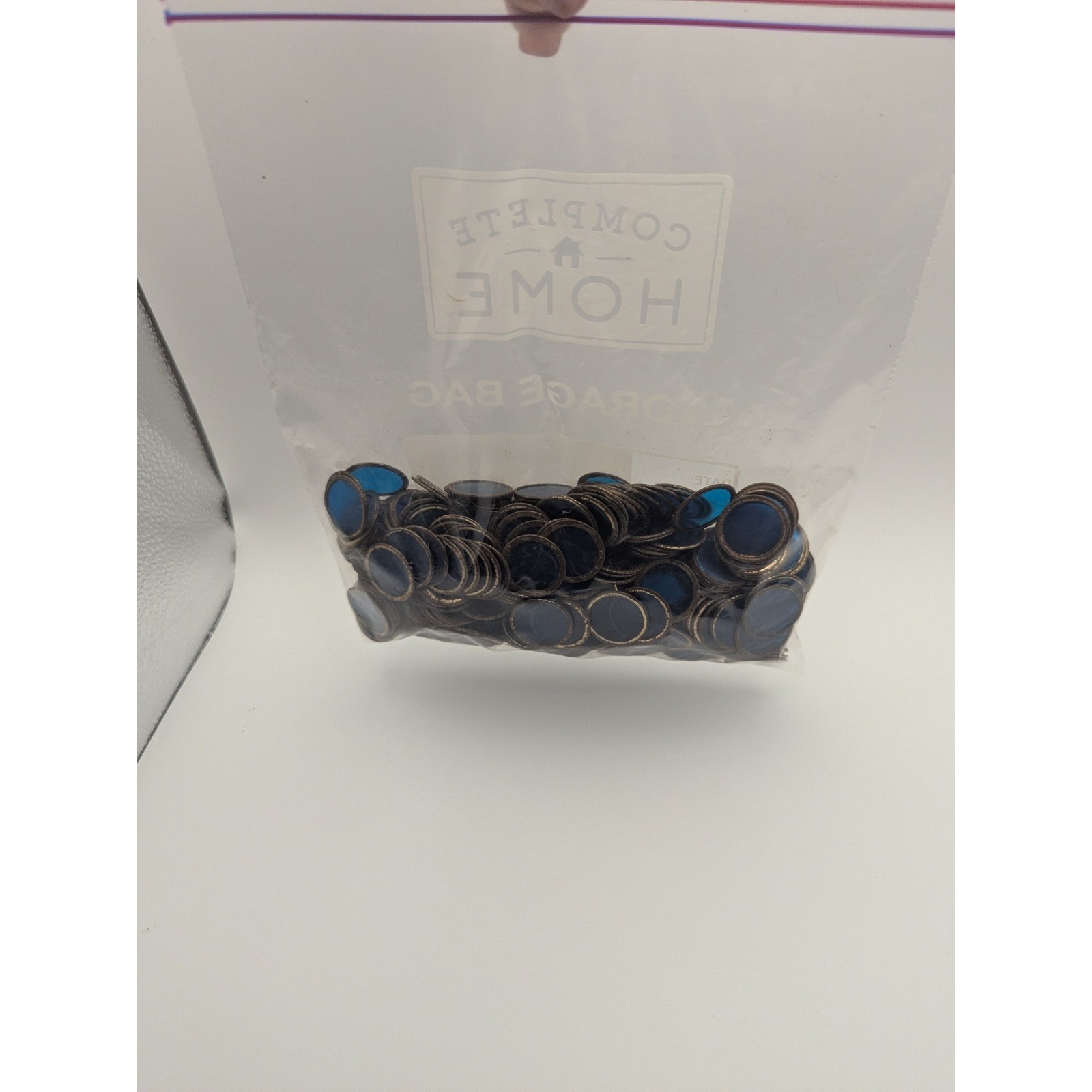 Vintage Bingo Markers Metal Rims Bulk Lot 6.5 oz Round Blue Green Plastic Center
